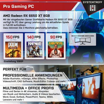 SYSTEMTREFF Basic Gaming-PC-Komplettsystem (27", AMD Ryzen 5 7600X, Radeon RX 6650 XT, 32 GB RAM, 512 GB SSD, Windows 11, WLAN)