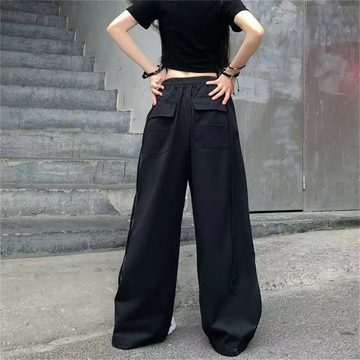 AFAZ New Trading UG Palazzohose Schwarze lässige Cargohose, lockere Jeans für Damen