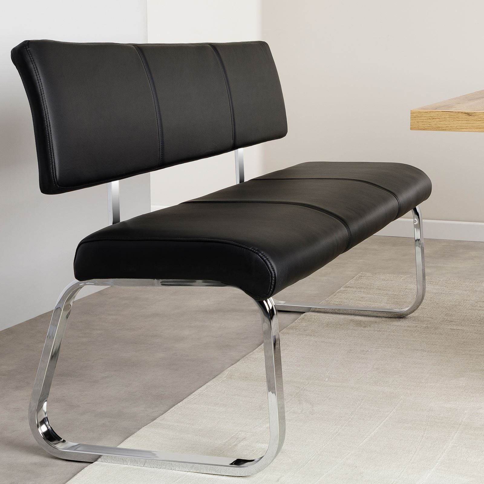 IDIMEX Essbank VILAS, Essbank mit Rückenlehne gepolstert für 3 Personen, Kunstleder schwarz