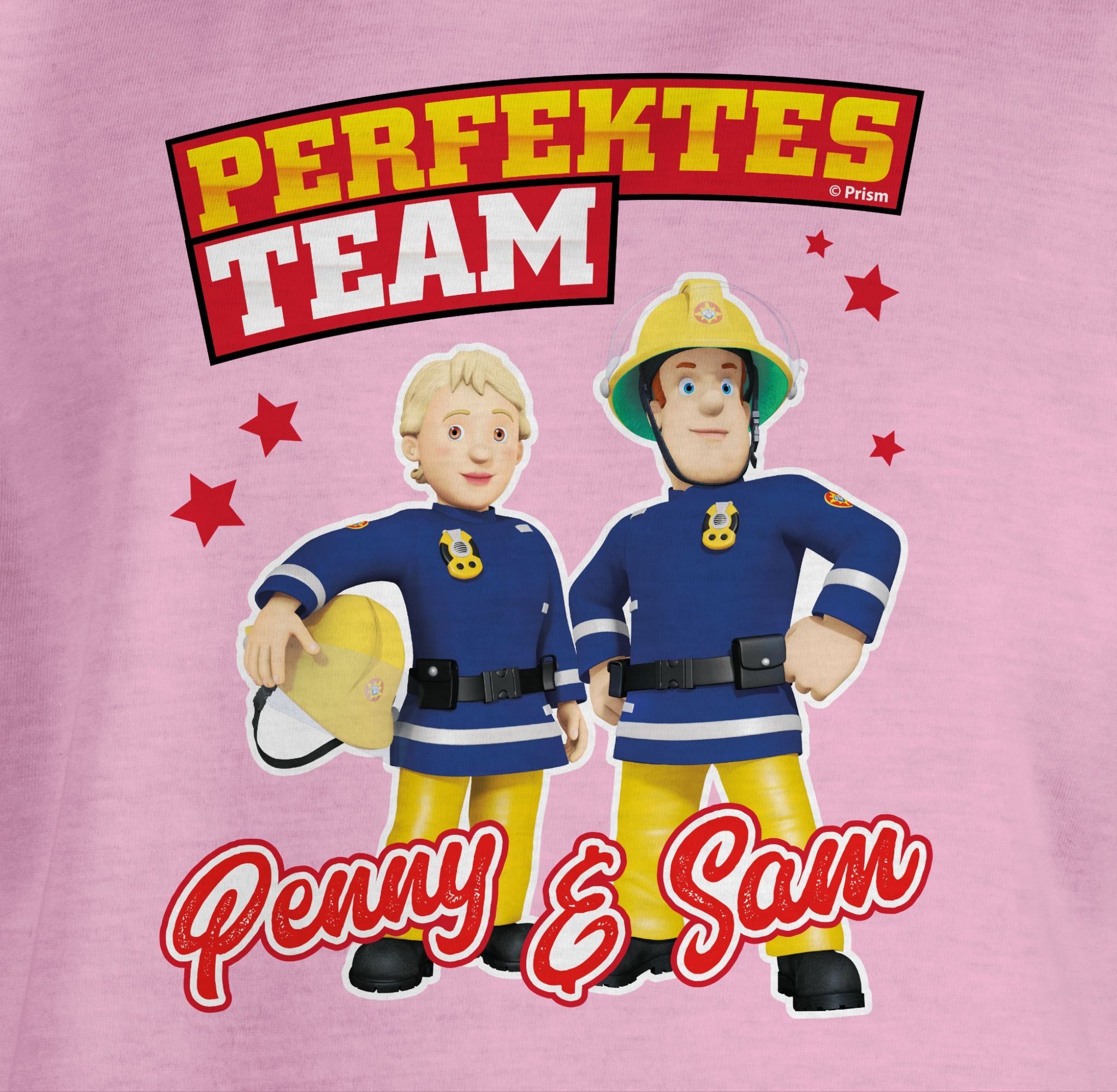 Penny Feuerwehrmann T-Shirt Shirtracer 2 Sam - Mädchen Sam & Perfektes Team Rosa