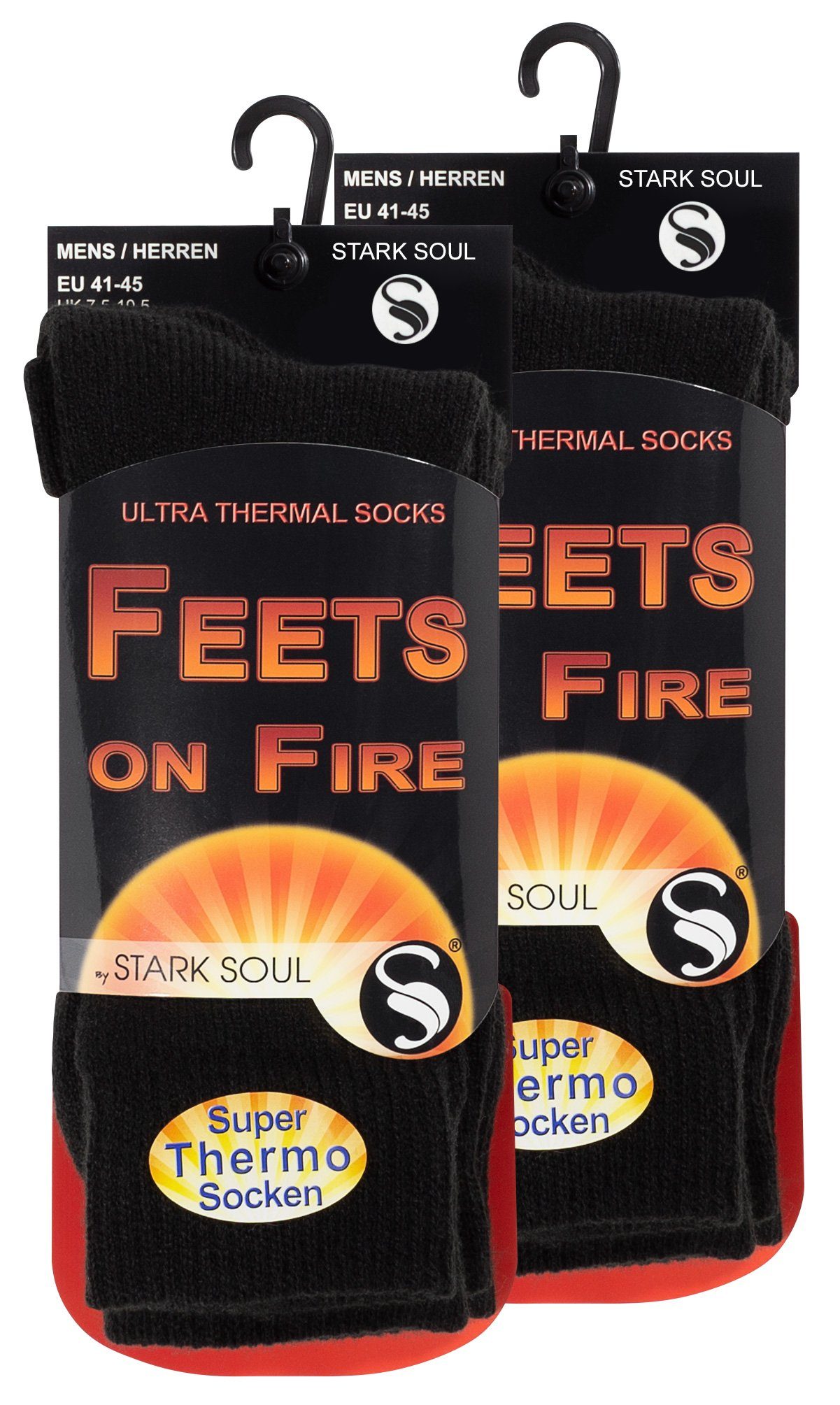 FIRE Thermische Baumwollsocken 41-45 on FEETS Herren einfache Winter 2er-Pack, als 5x Ultra Stark 2 - Soul® Socken warme EU Socken, sind wärmer Paar Thermosocken Socken, Grösse Thermo