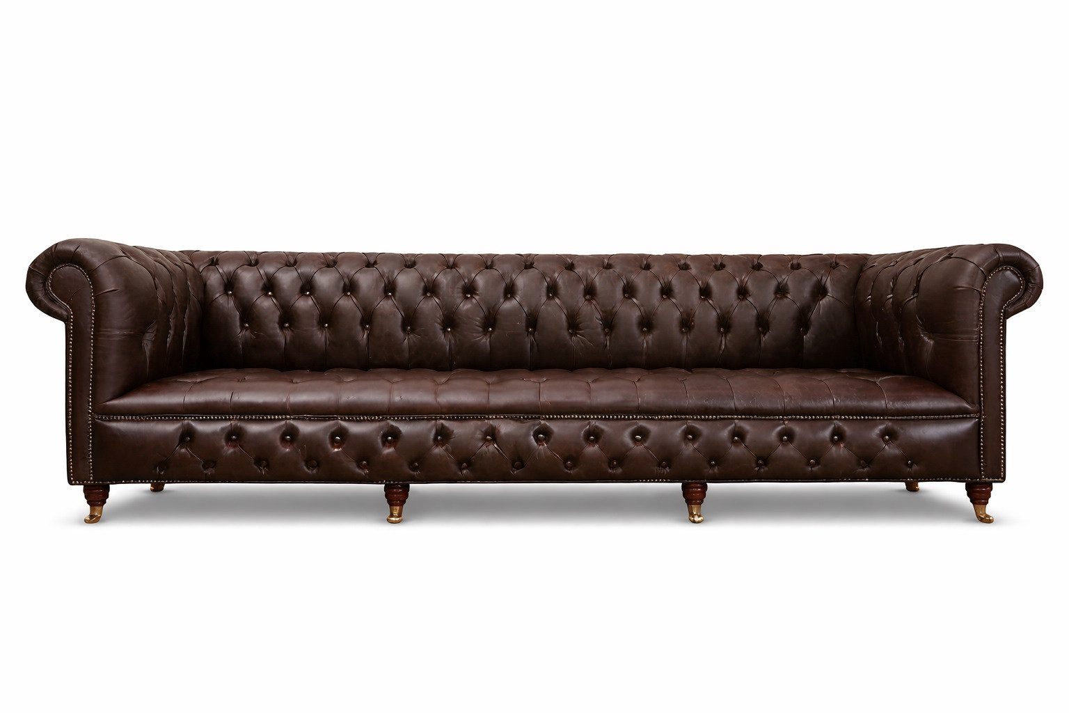 JVmoebel Chesterfield-Sofa Chesterfield 4 Sitzers Klassische Luxus Sofa Leder 100% Leder Sofort, 1 Teile, Made in Europa