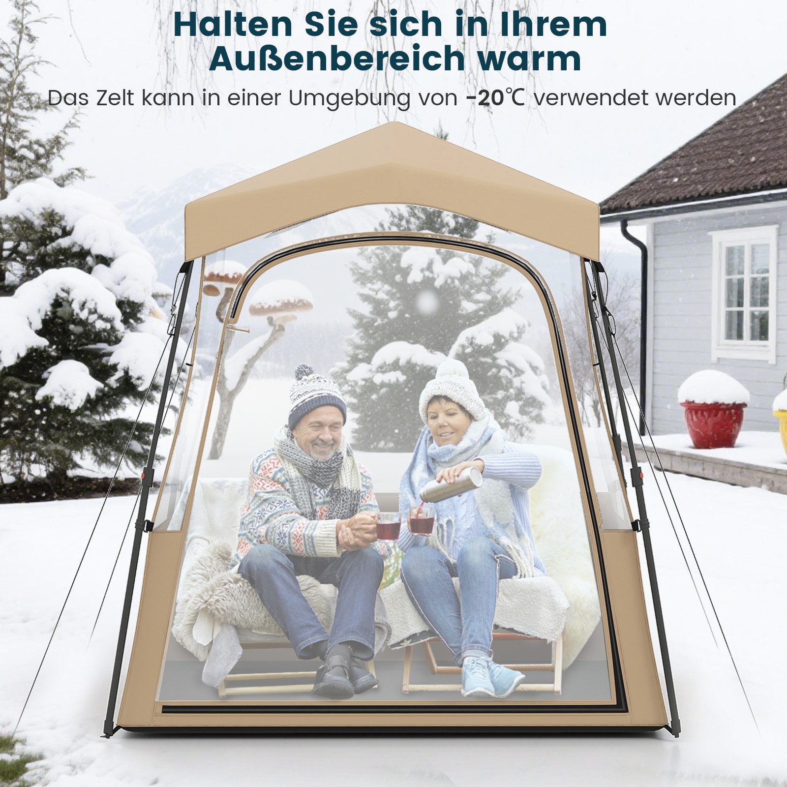 COSTWAY Wurfzelt, Personen: 3, Pop-Up-Campingzelt mit Tragetasche, PVC