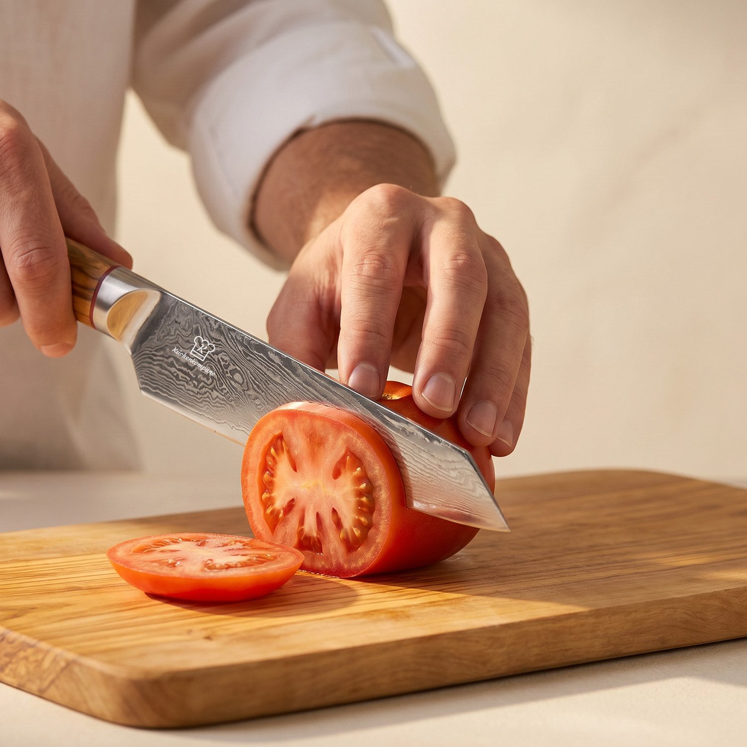 Küchenkompane Kochmesser Küchenkompane Mokuzai Chefmesser – VG10 Damaststahl – Olivenholz
