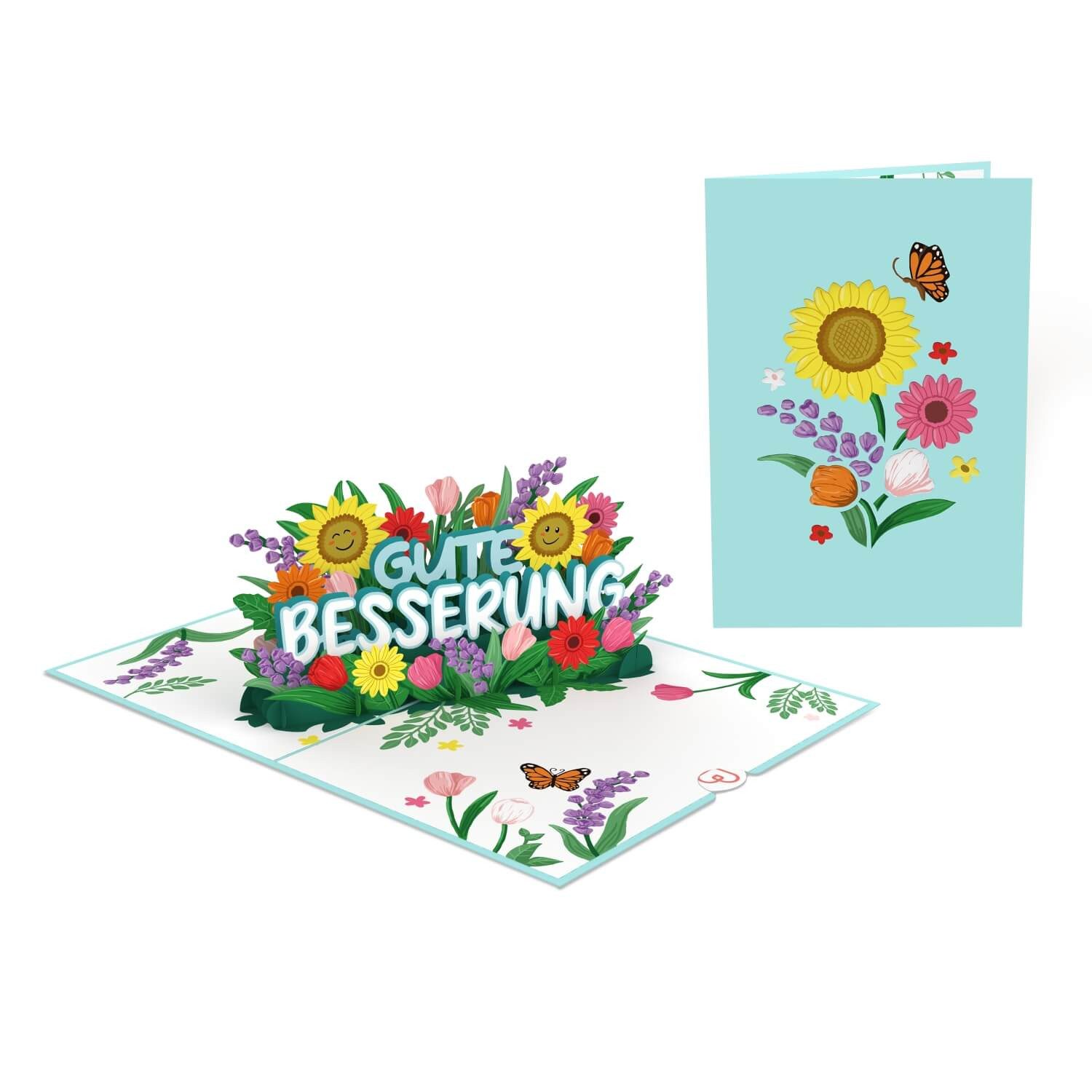 papercrush Genesungskarte Gute Besserung Pop-Up Karte, Geschenk zur Genesung, Handgemacht