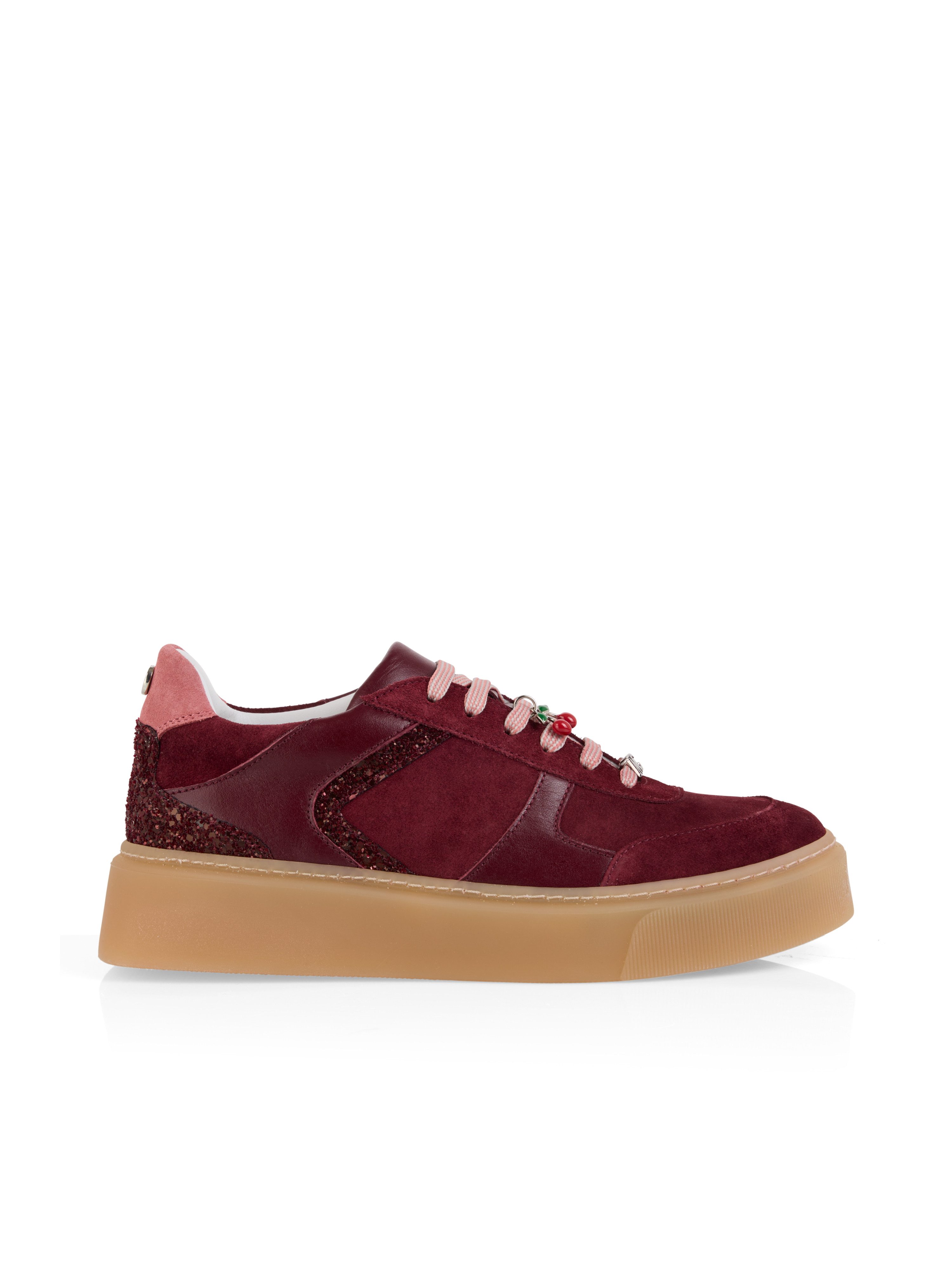 Marc Cain Sports Mon Cherry Plateausneaker Freizeitschuh, Halbschuh, Schnürschuh mit Glitzerdetails