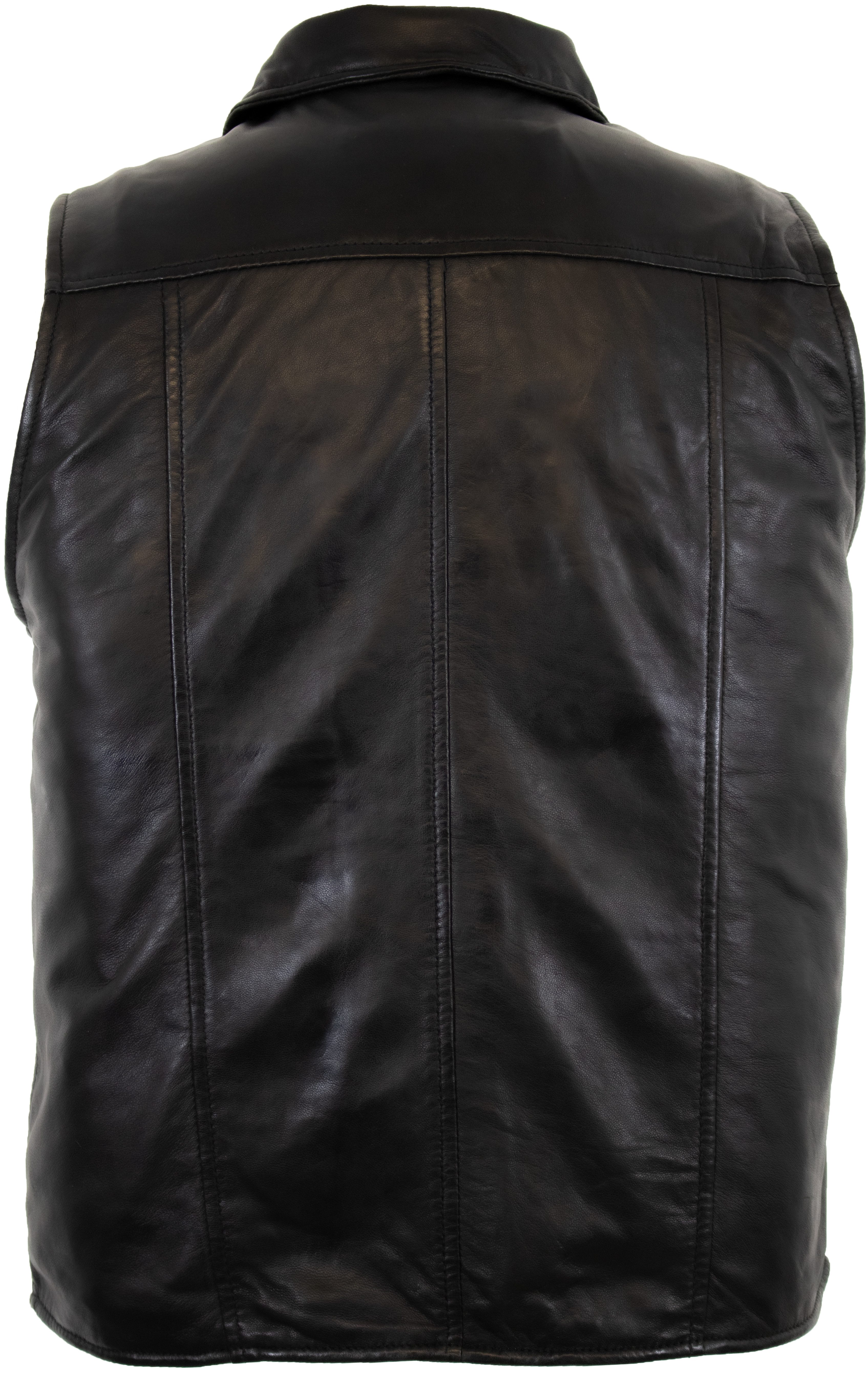 MDM Lederweste Herren Freizeit Lederweste aus echtem Lamm Nappa Leder günstig online kaufen