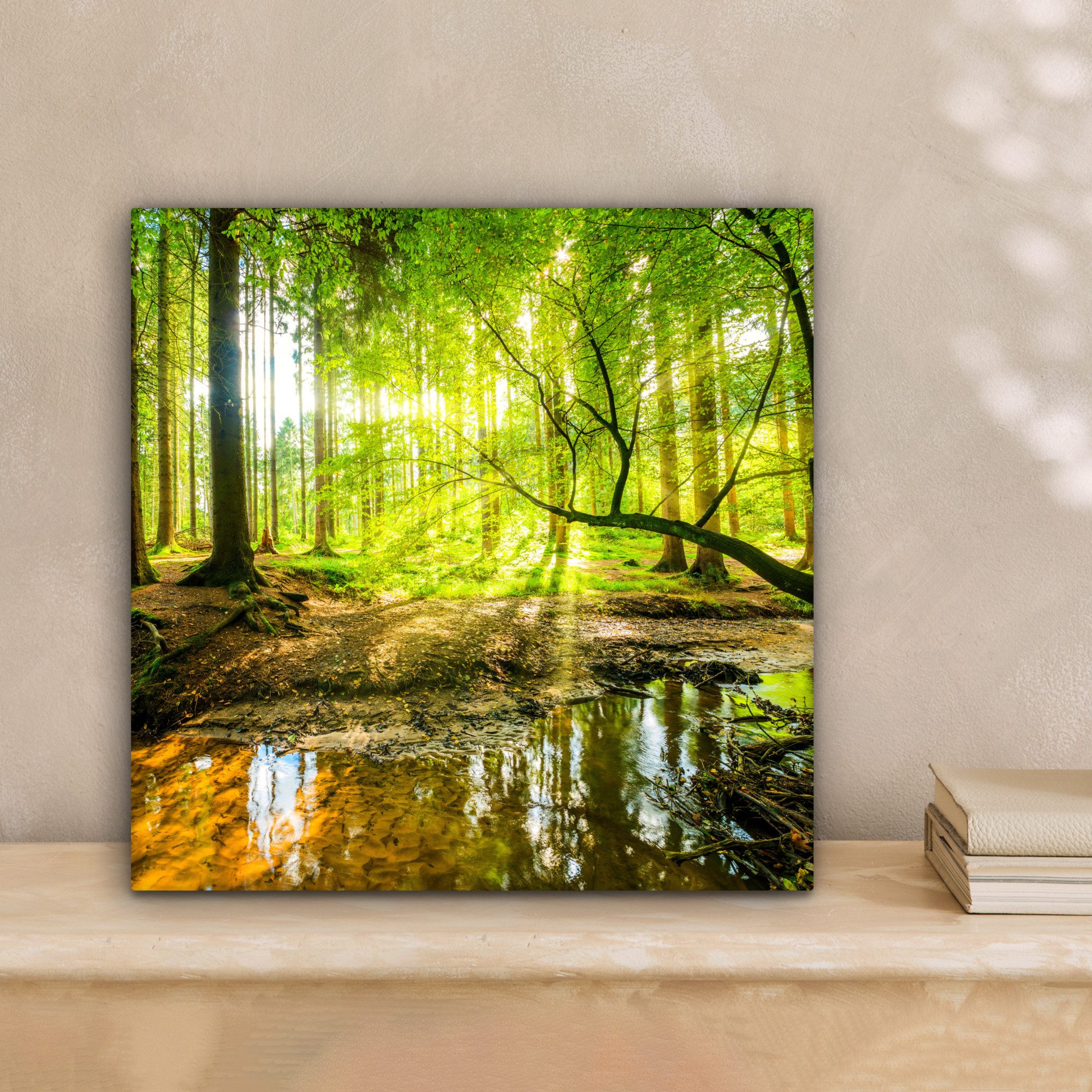 OneMillionCanvasses® Leinwandbild Wald - Landschaft - Wasser - Bäume - Sonn günstig online kaufen