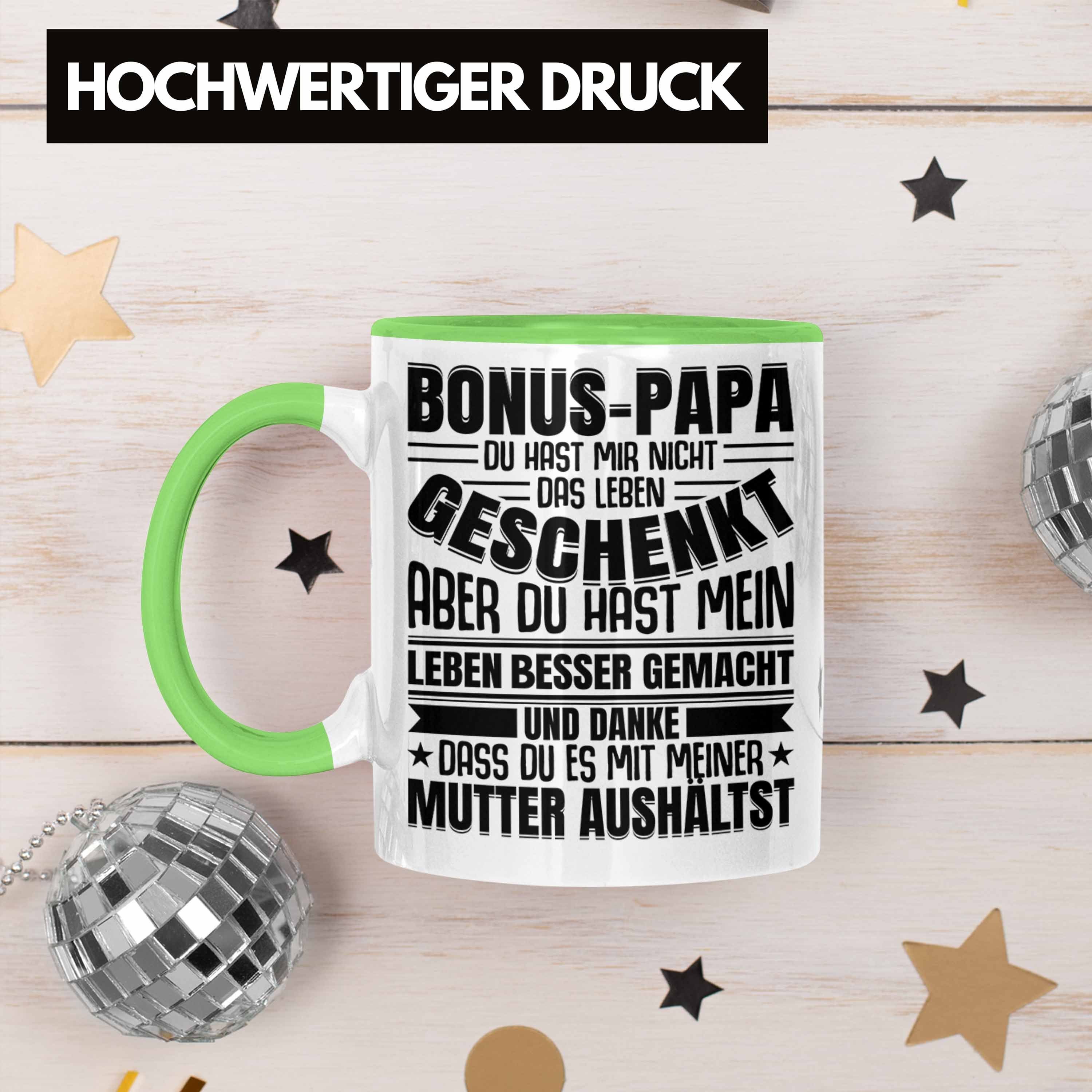 Geschenkidee Stiefpapa Geschenk Trendation Grün Lustiger Bonus Trendation Tasse Vatertag Tasse Stiefvater - Spruch