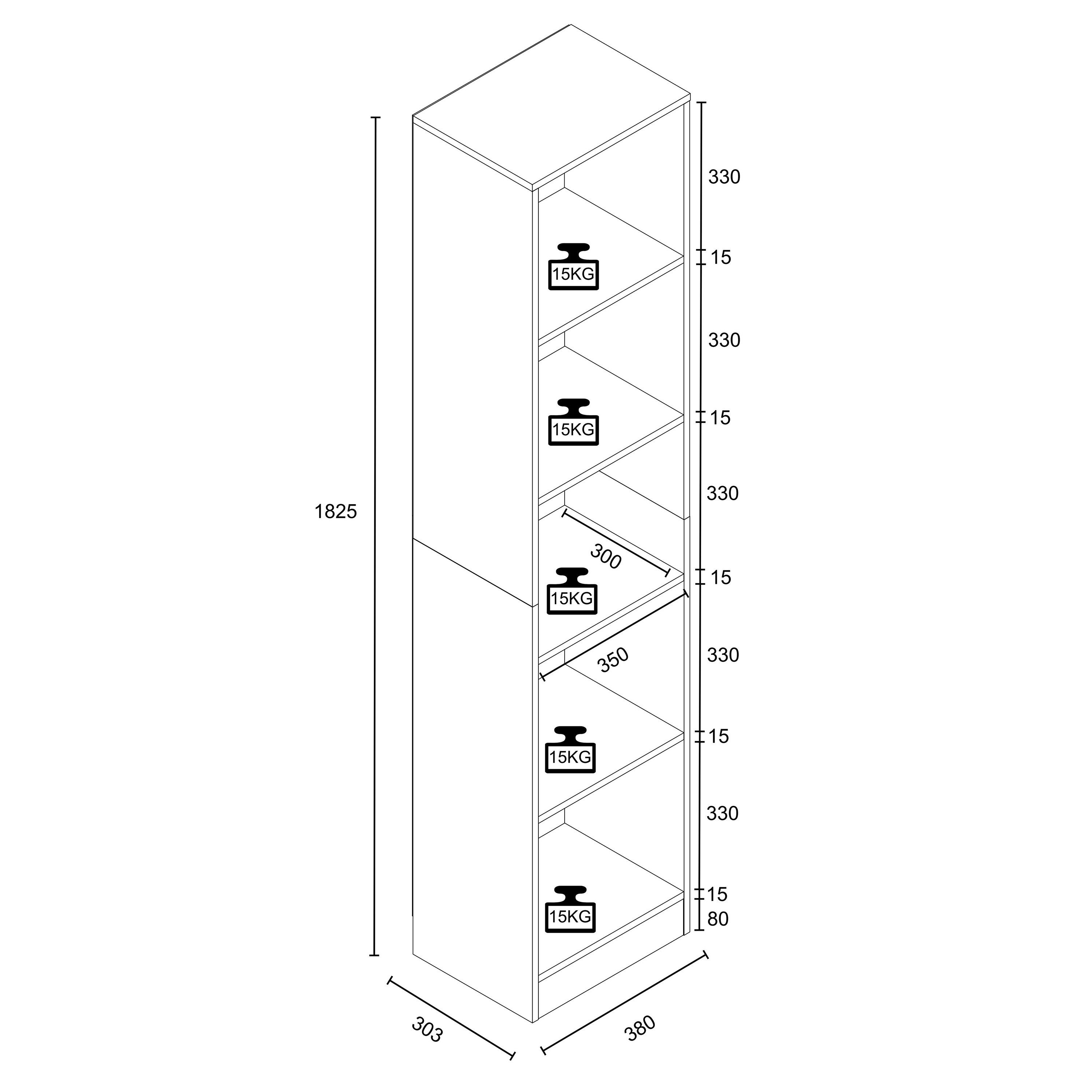 VCM Standregal Dilos Bücherregal B. 38 x T. 30 x H. 183 cm, für Aktenordner, Büroregal mit 5 Fächern – Bild 5 von 5