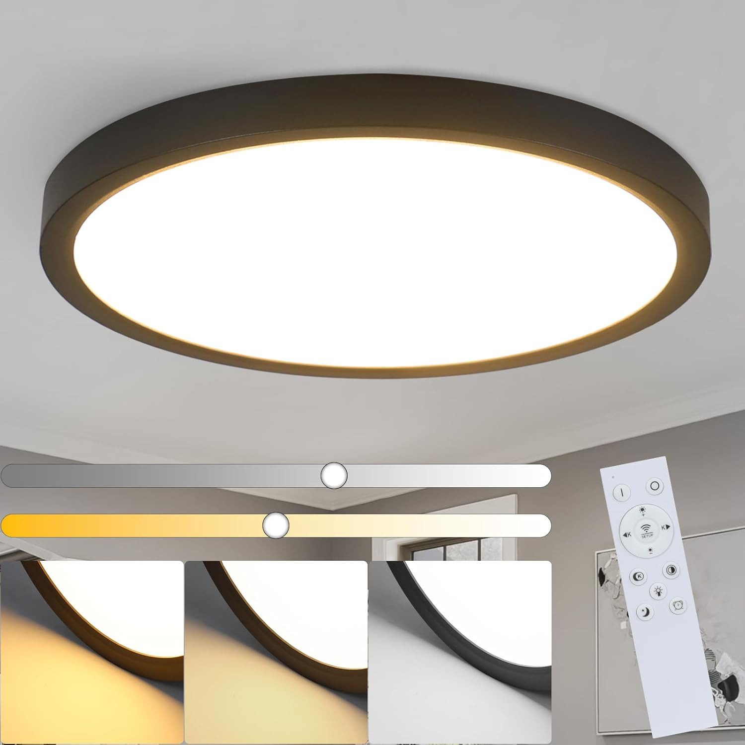 ZMH LED Deckenleuchte Wohnzimmer Deckenlampe Modern einfache Selbstmontage günstig online kaufen