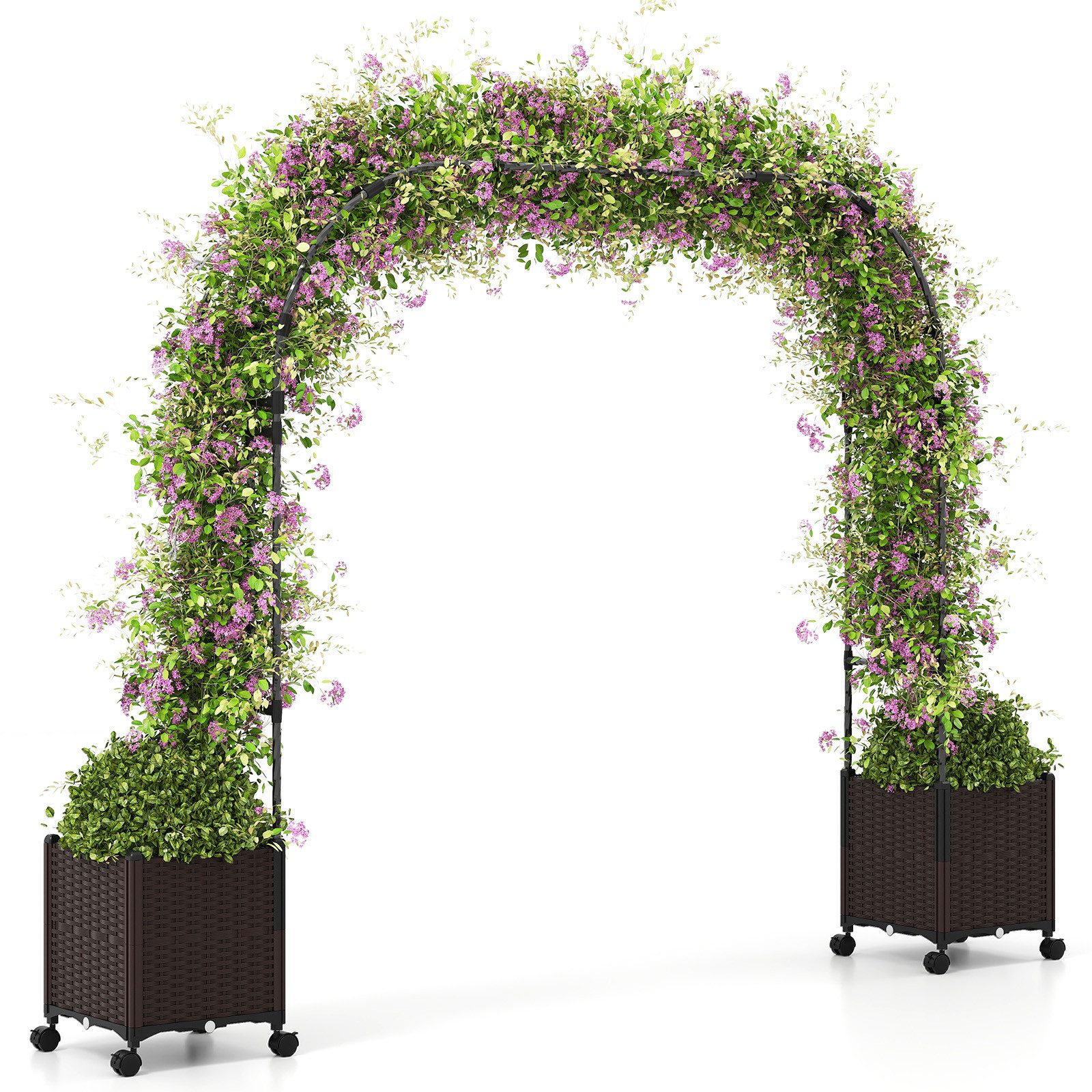 COSTWAY Blumenkasten, Rosenbogen mit 2 Pflanzkästen, auf Rollen, 202cm hoch günstig online kaufen