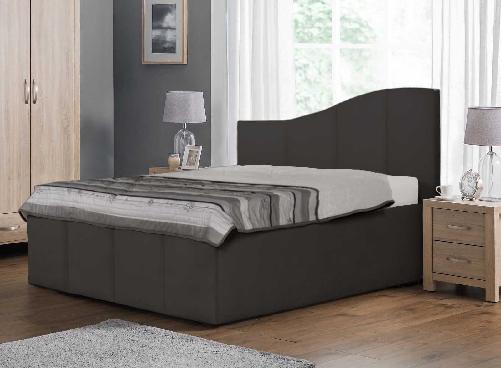 Halmon Schlafkomfort Betten Polsterbett Roma (erhältlich in 6 Größen, 7 attraktiven Farben mit oder ohne Matratze), Moderne Gestaltung, Stoffmuster auf Anfrage