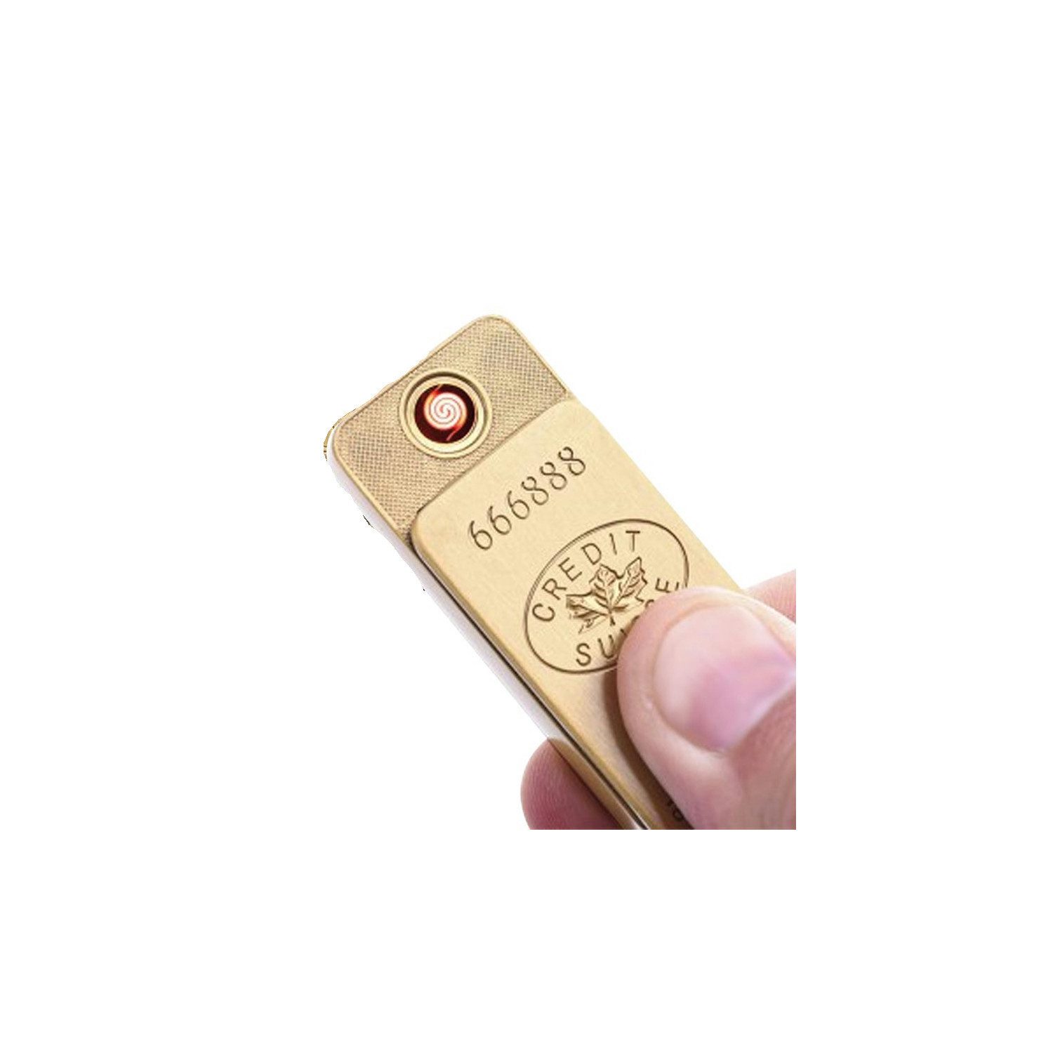 Feuerzeuge USB Elektro Feuerzeug Wiederaufladbar Sturmfeuerzeug Glühspirale Gold