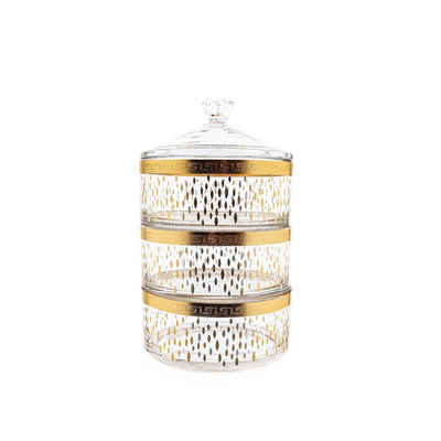 Almina Vorratsglas 4 Teiliger Bonboniere-Set aus Glas mit goldenen und silbernen Details