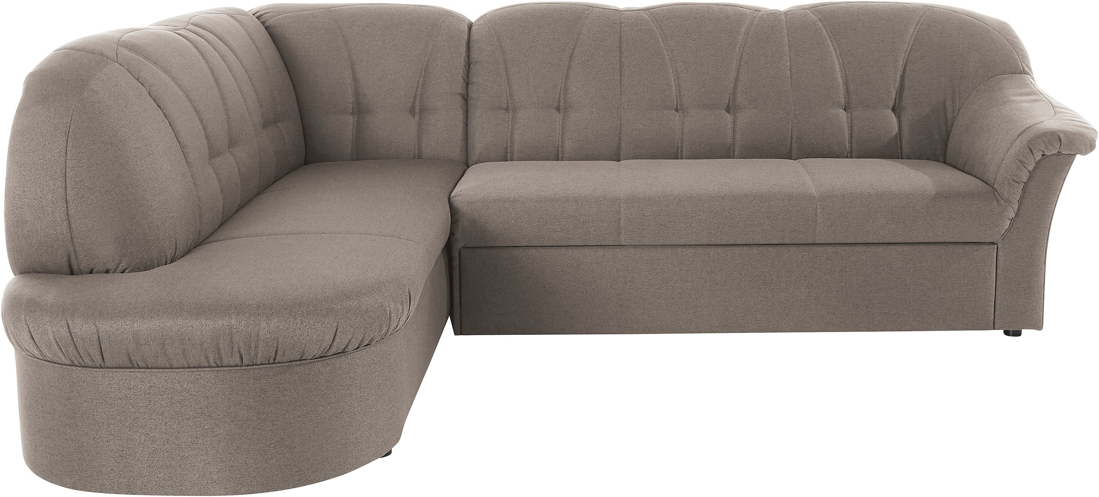 DOMO collection Ecksofa Pegnitz, zeitlose und elegante Rückensteppung, Breite 246cm, L-Form, wahlweise mit Bettfunktion