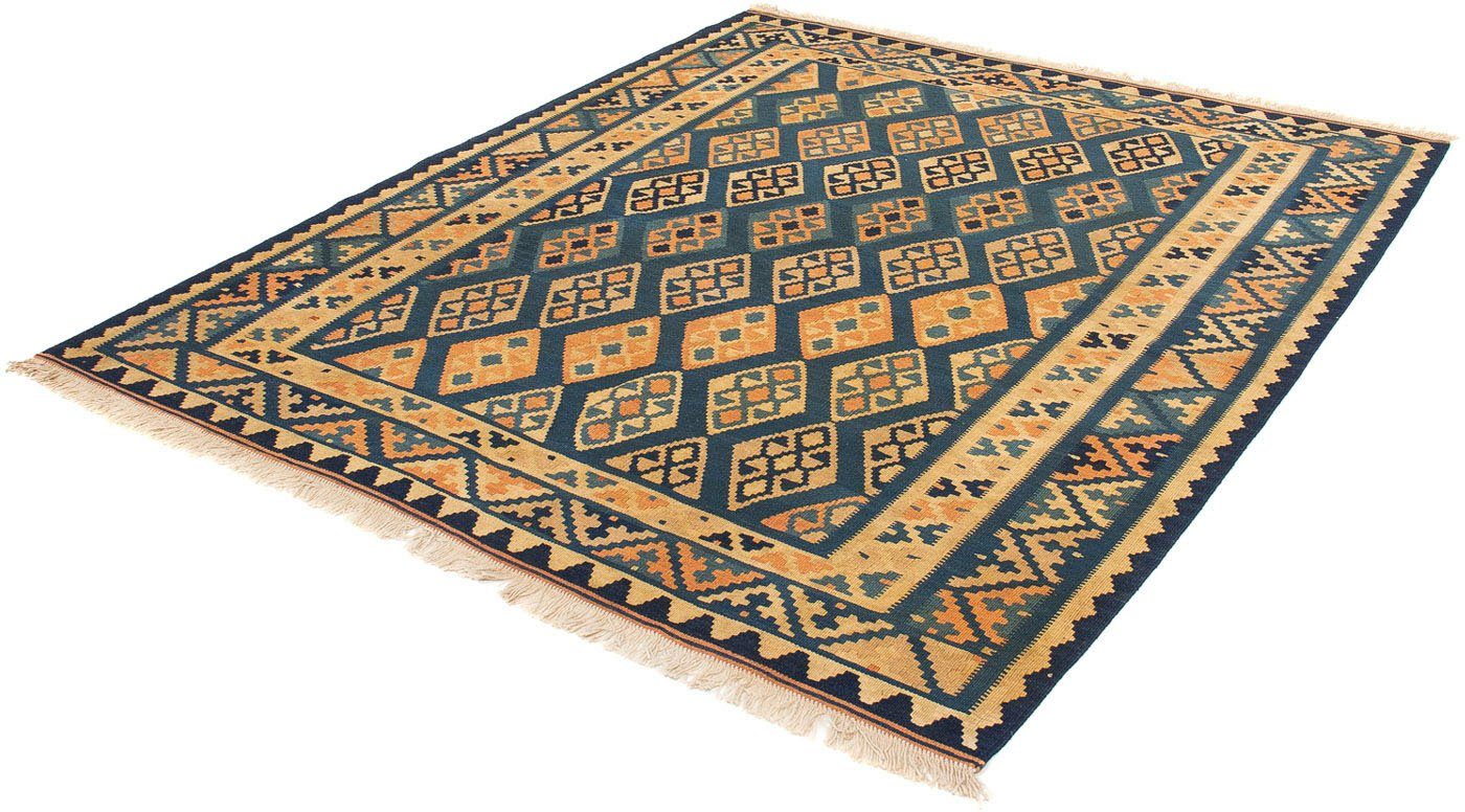 Wollteppich Kelim - Oriental - 195 x 157 cm - dunkelblau, morgenland, rechteckig, Höhe: 6 mm, Wohnzimmer, Einzelstück