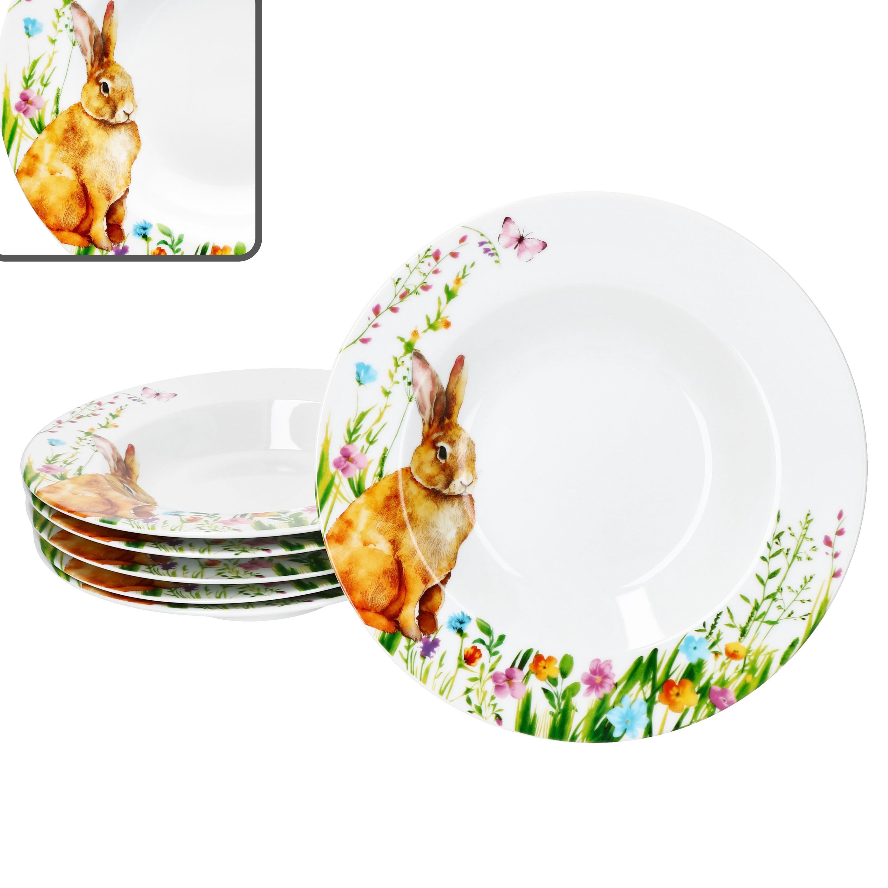 Suppenteller 6x Osterfreude Suppenteller 150ml Porzellan 6 Pers. tiefe Teller Pasta