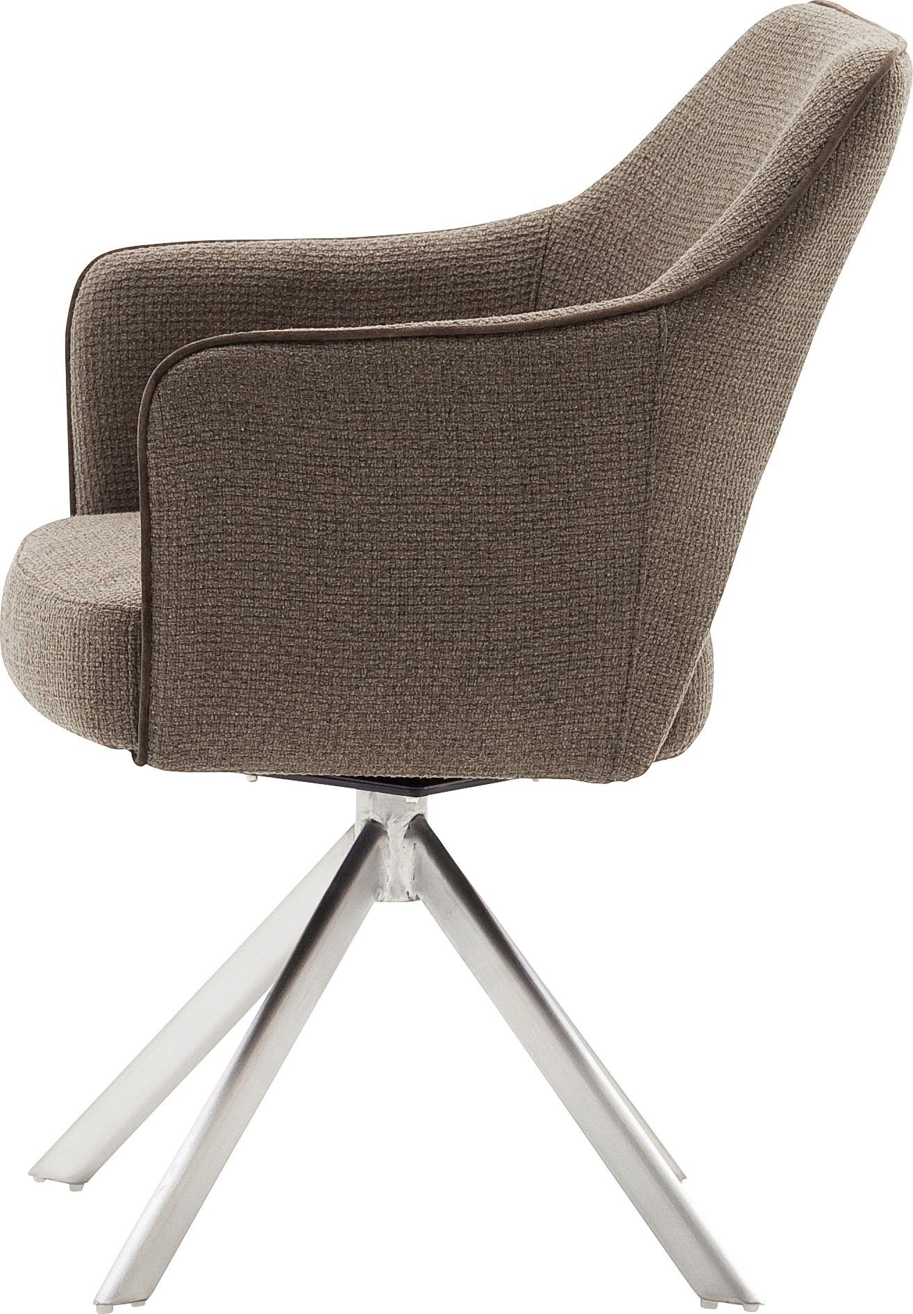 MCA furniture 4-Fußstuhl | gebürstet 2 Cappuccino mit drehbar (Set, Tonala St), 180° Nivellierung Edelstahl