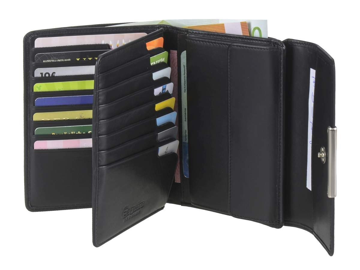 20 Kartenfächer gegen Datendiebstahl, schwarz Helena, Portemonnaie, RFID groß, Schutz Esquire Geldbörse