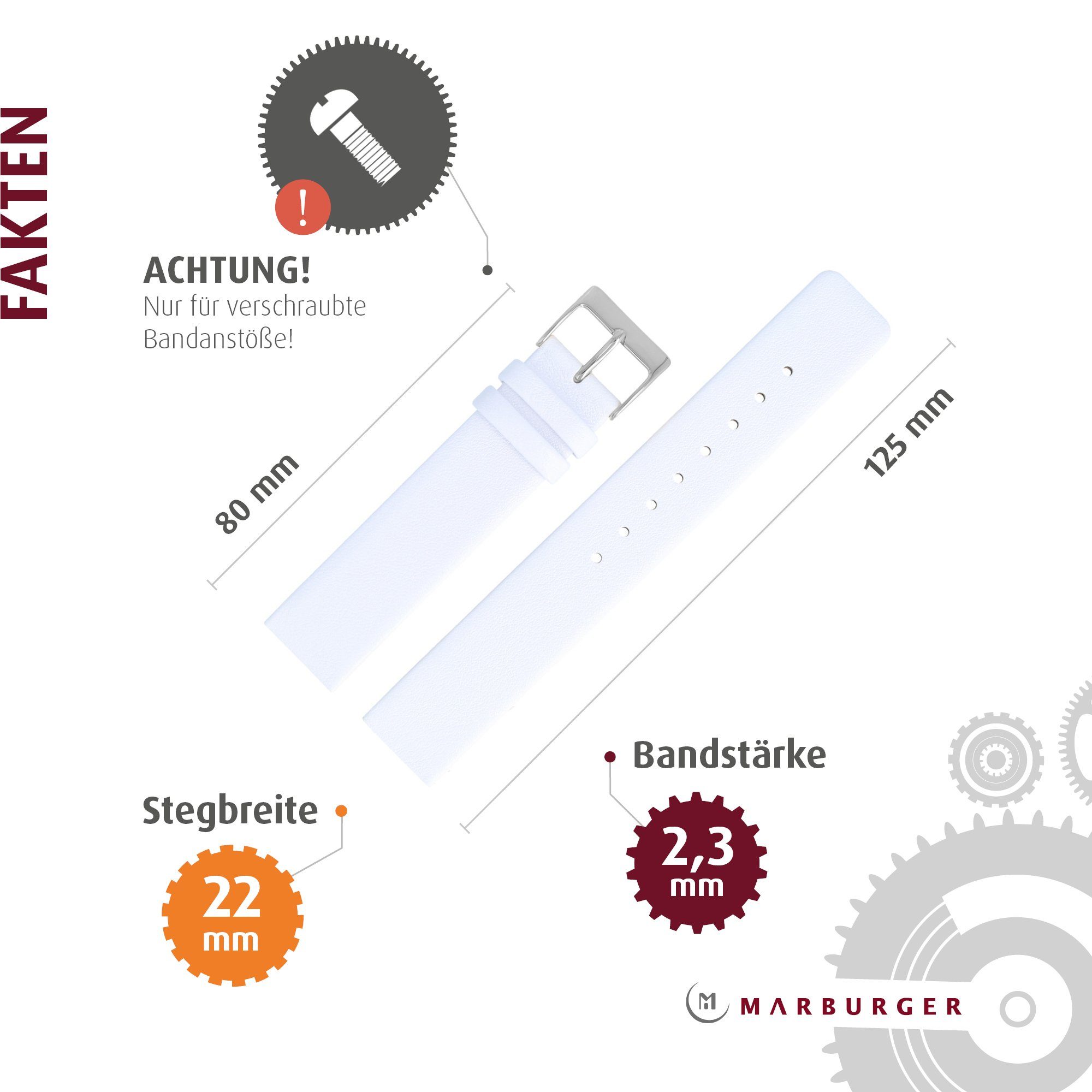 MARBURGER Uhrenarmband 22mm Leder passend für Skagen