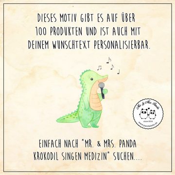 Mr. & Mrs. Panda Mauspad Krokodil Singen - Grau Pastell - Geschenk, Mauspad, Designer Mauspad, (1-St), Ergonomisch geformt