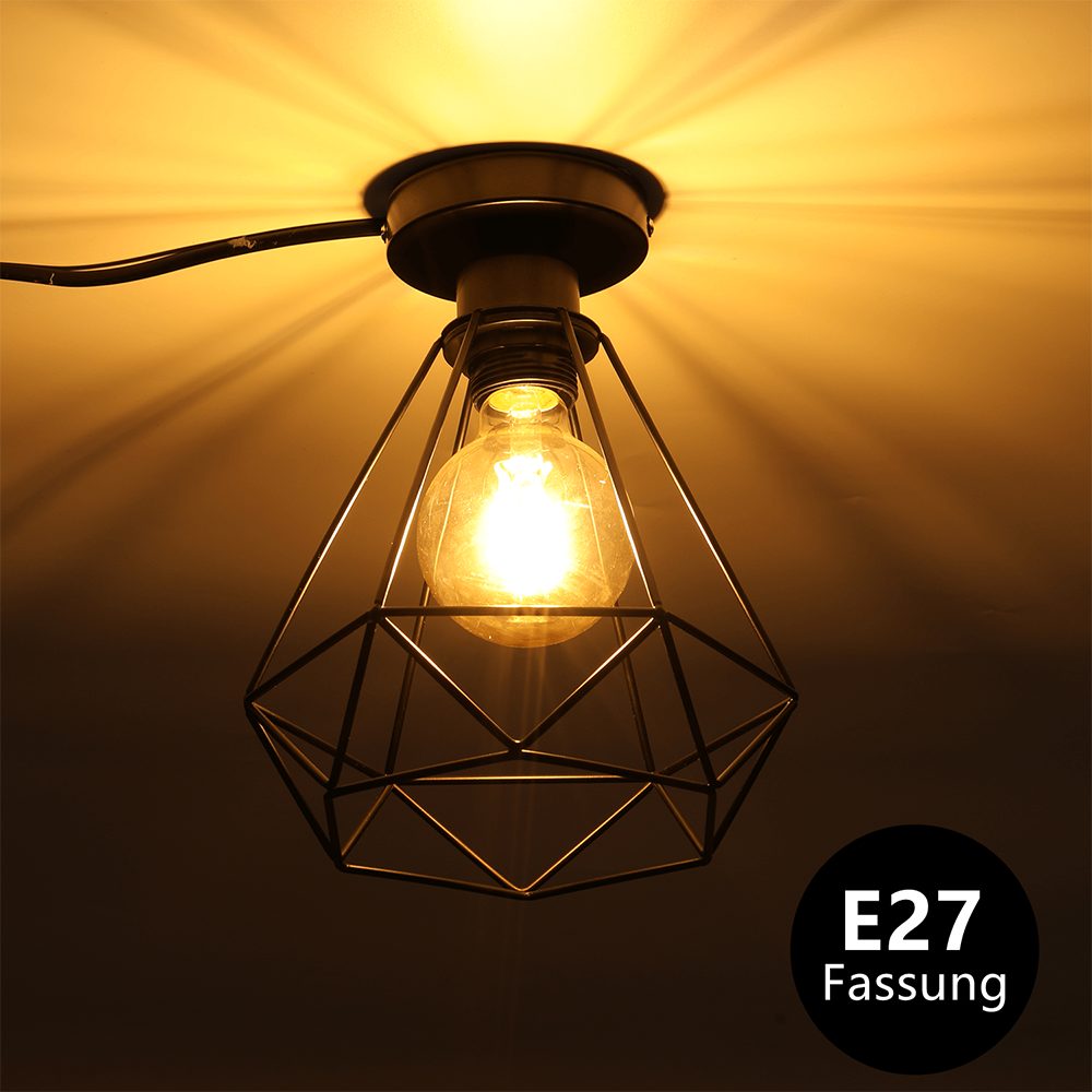 LETGOSPT für Industrie integriert, Vintage fest Käfig Wohnzimmer Küche Metall aus Deckenleuchte Pendelleuchte, Korridor Deckenlampe LED Hängeleuchte 20CM Metall Deckenlampe Retro Design E27 Esszimmer Käfig,