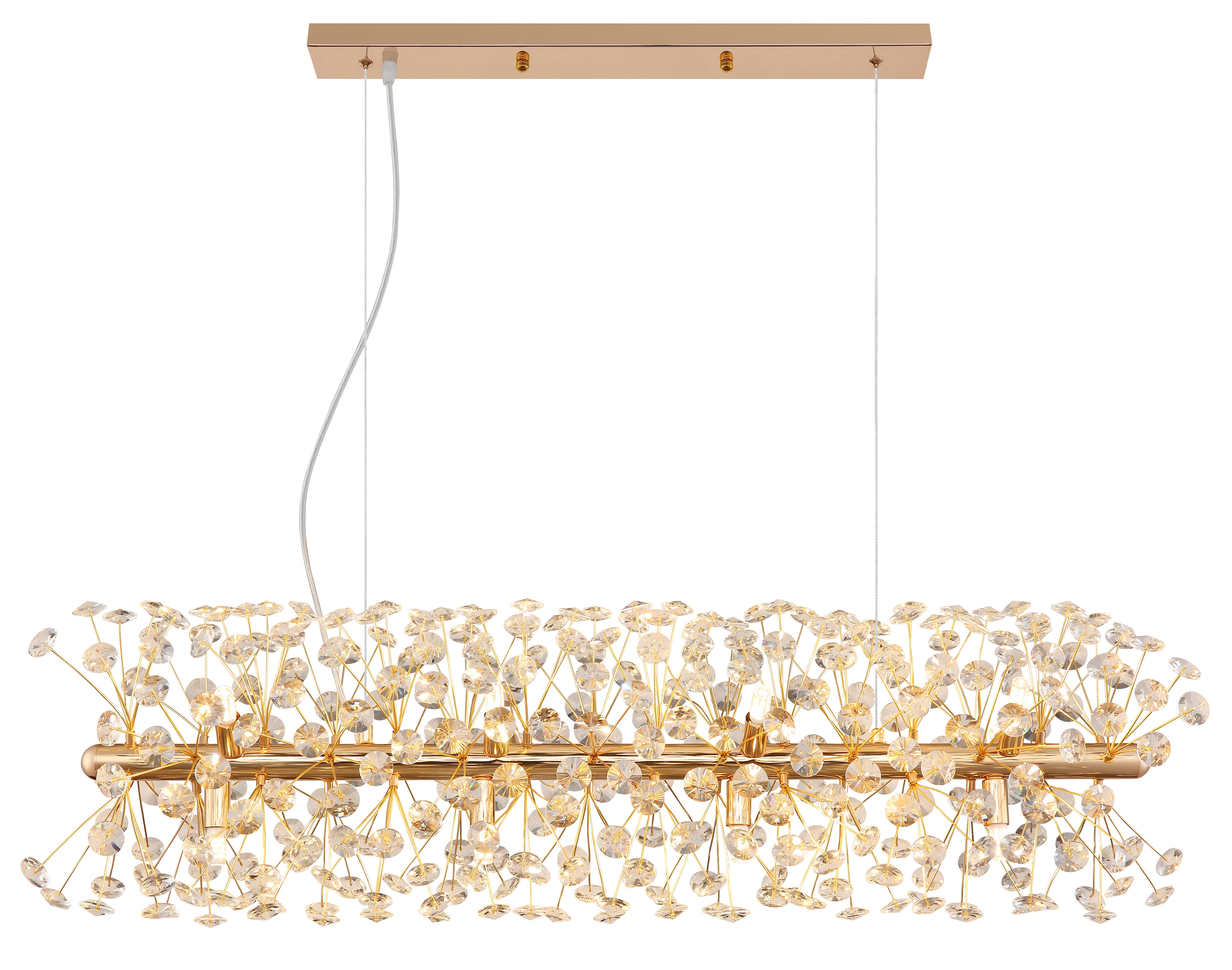 GLOBO LIGHTING Hängeleuchte KATRINA, Leuchtmittel wechselbar, Warmweiß, Goldfarbener Luster mit K9 Kristallen, 12x G9 LED
