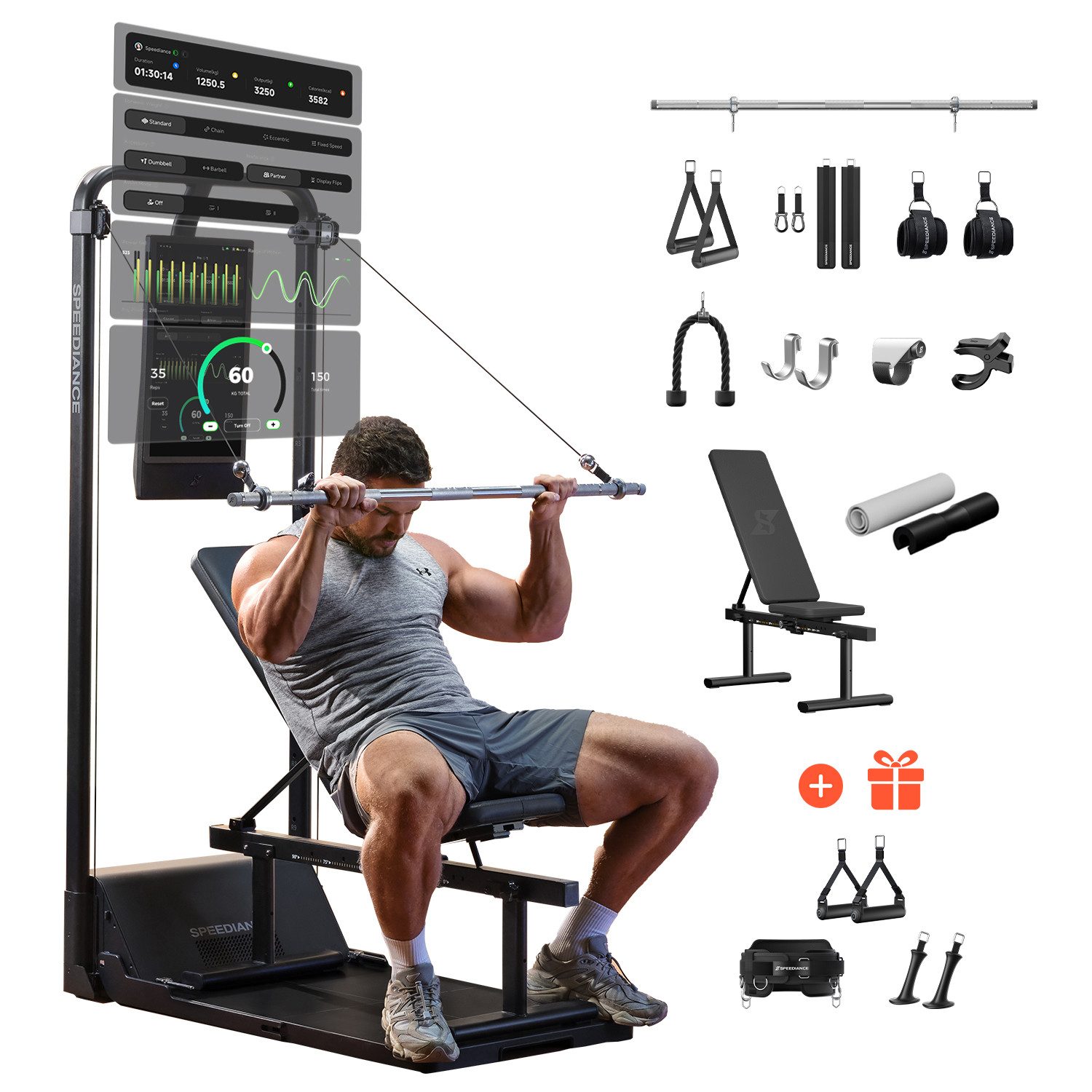SPEEDIANCE Kraftstation Gym Monster 2, verbessertes KI-gesteuertes All-in-One Home Gym, Ganzkörper-Krafttraining Fitnessgeräte