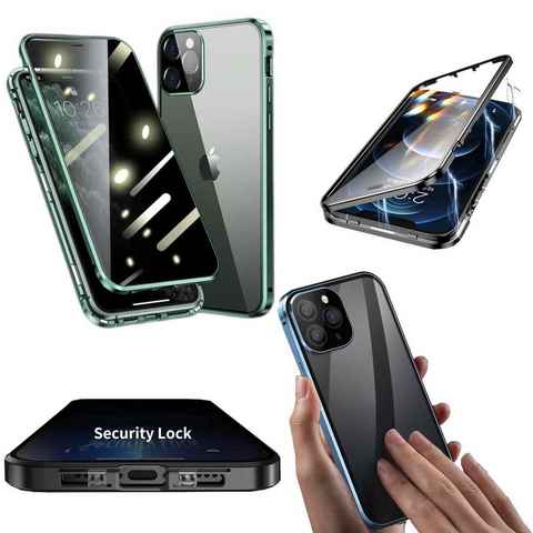 Wigento Handyhülle Beidseitiger 360 Grad Privacy Magnet / Glas Case Bumper für Apple iPhone 14 Pro Handy Tasche Case Hülle Cover New Style