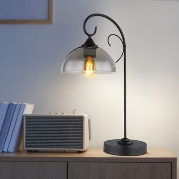 Globo Schreibtischlampe, Leuchtmittel nicht inklusive, Tischlampe rauch Nachttisch Lampe Tischleuchte Glas H 52 cm
