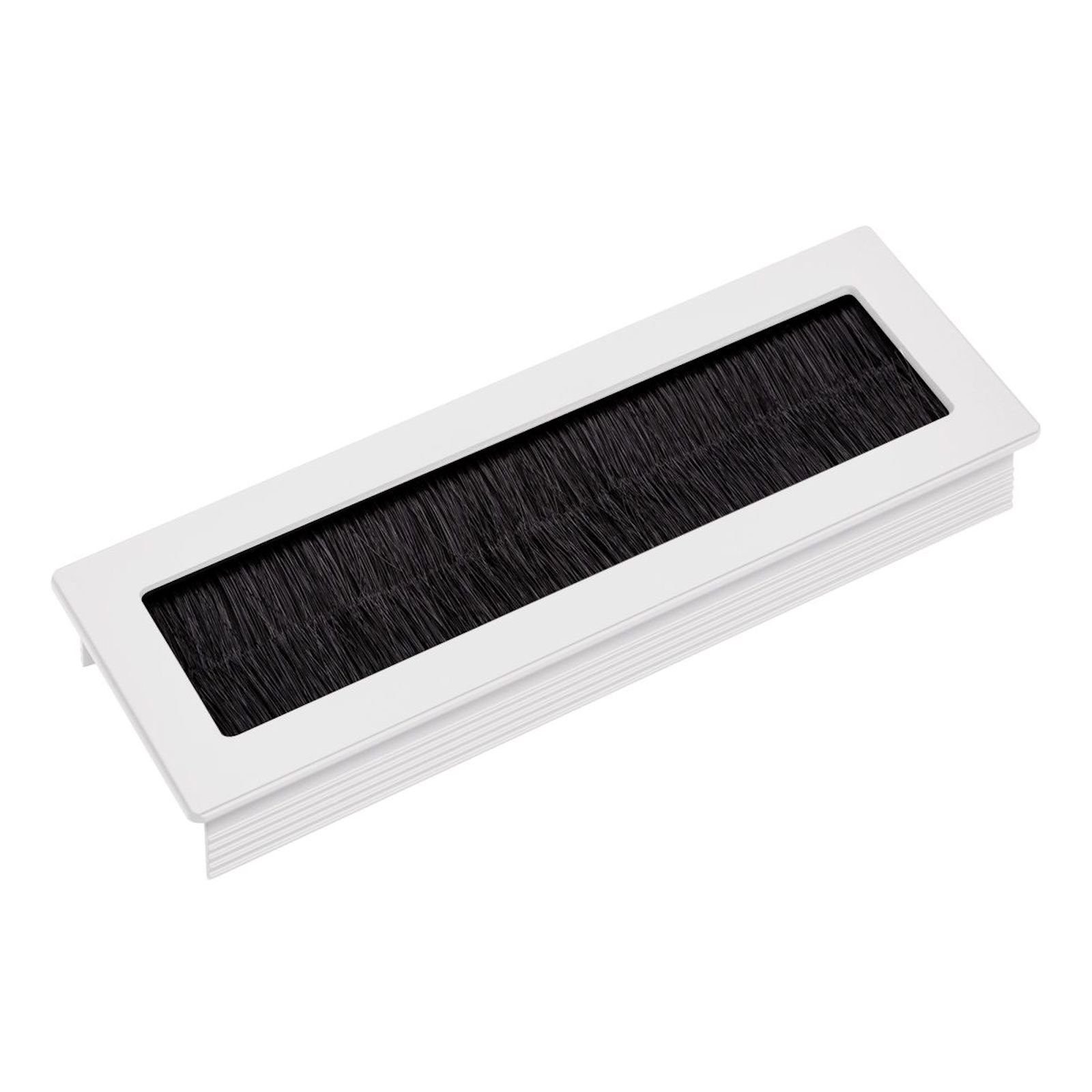 SO-TECH® Kabelkanal Kabeldurchlass Kabeldurchführung TONDO mit Bürstendichtung (1-St), weiß, Außenmaß: 150x70mm, Einbaumaß: 140x62mm