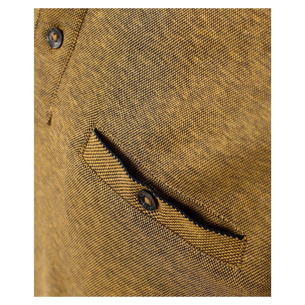 CASAMODA Langarm-Poloshirt CasaModa Langarm-Poloshirt Übergröße gelb melange