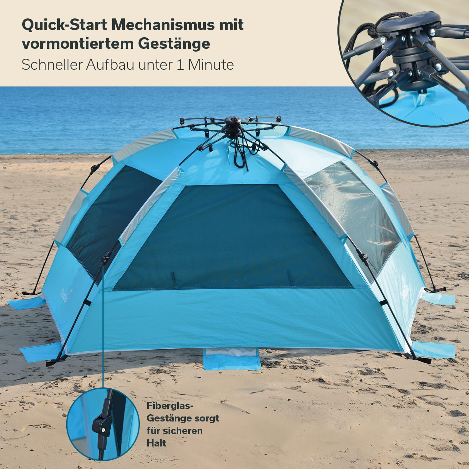 Skandika Strandmuschel Skal, Quick-Start Strandzelt, UV-Schutz günstig online kaufen