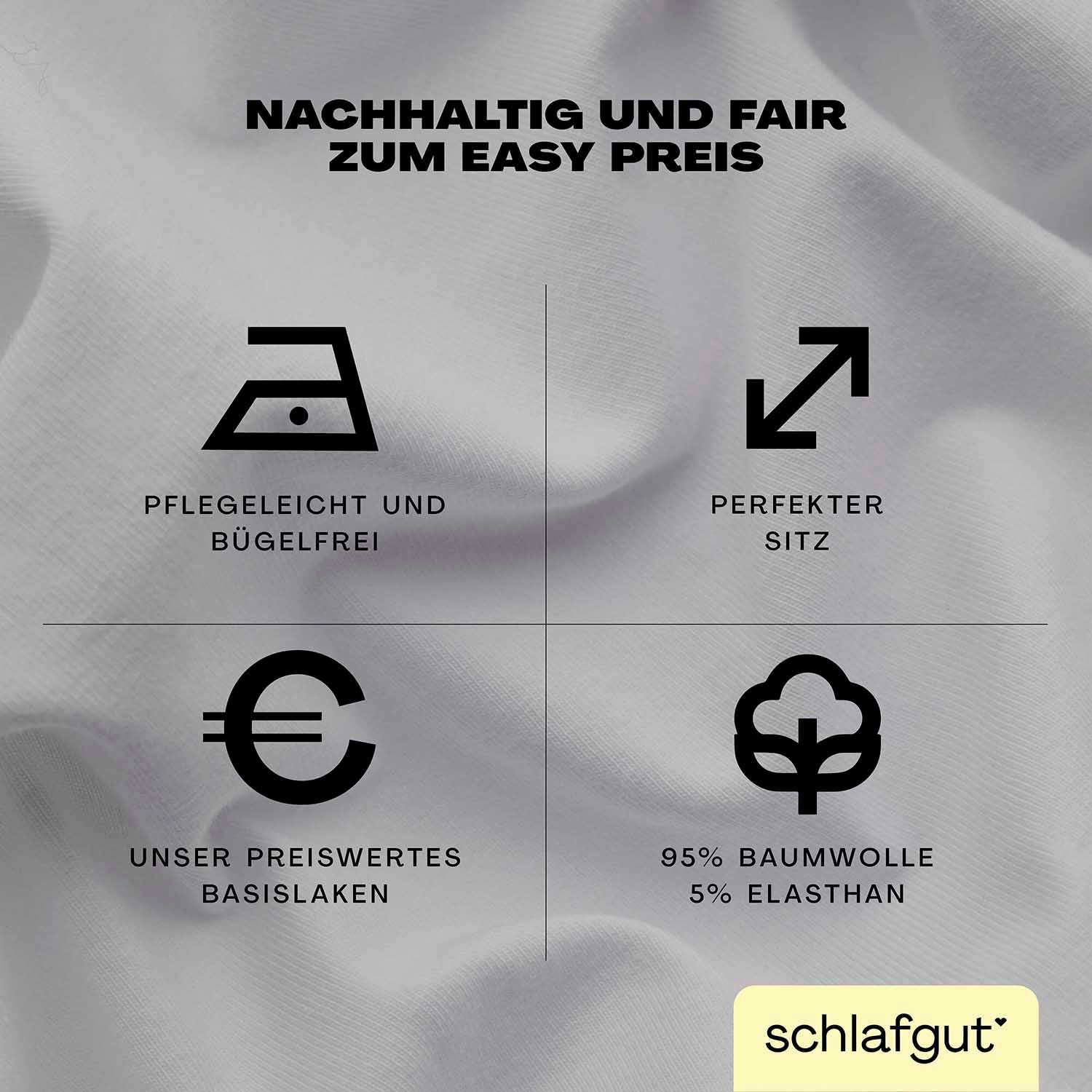 Schlafgut Spannbettlaken EASY Jersey Elasthan Boxspring, Jersey, Gummizug: rundum, (1 Stück), MADE IN GREEN by OEKO-TEX® – Bild 4 von 5