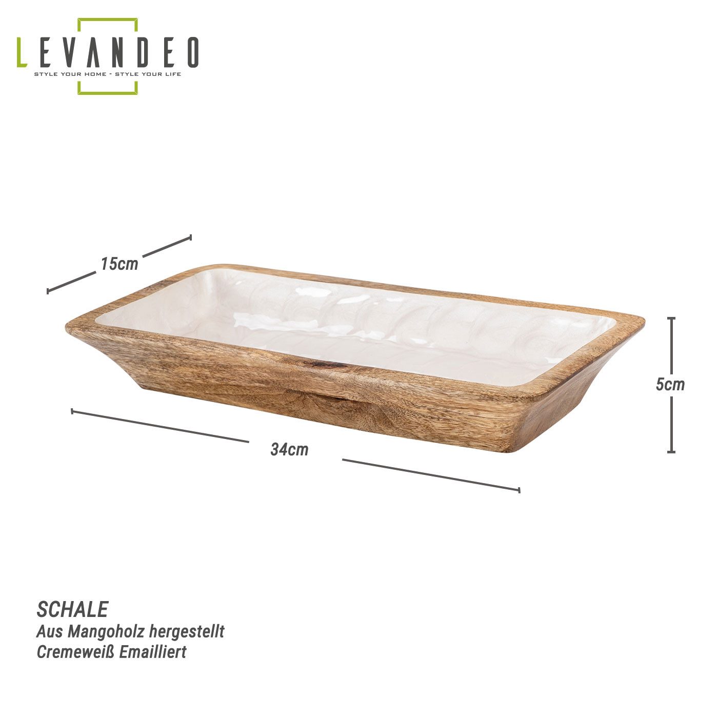 Levandeo® Dekoschale, Deko Schale L34cm Mango günstig online kaufen
