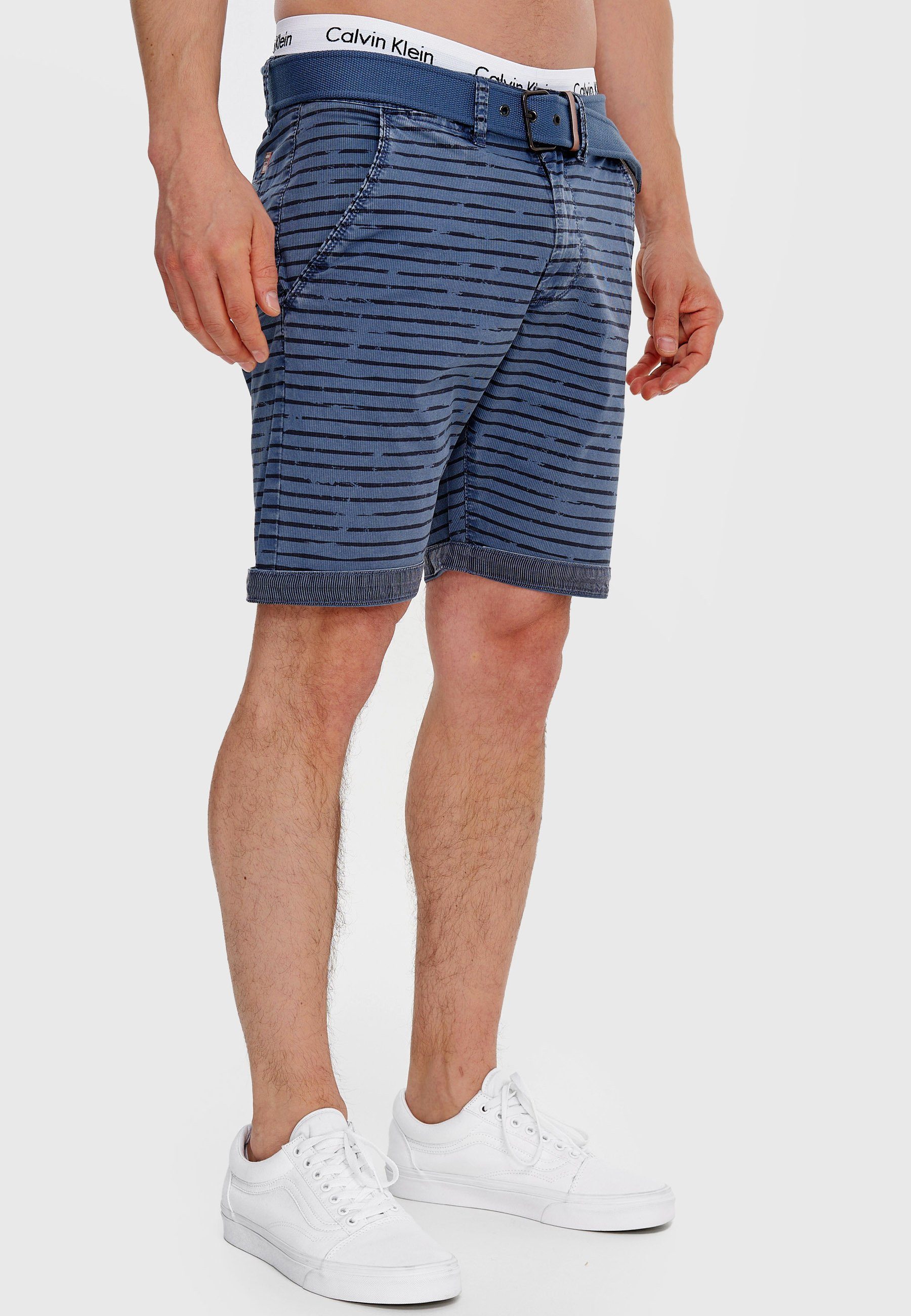 Indicode Chinoshorts Herren Arroyo Chino Shorts Herrenshorts mit auffälligem Streifenmuster