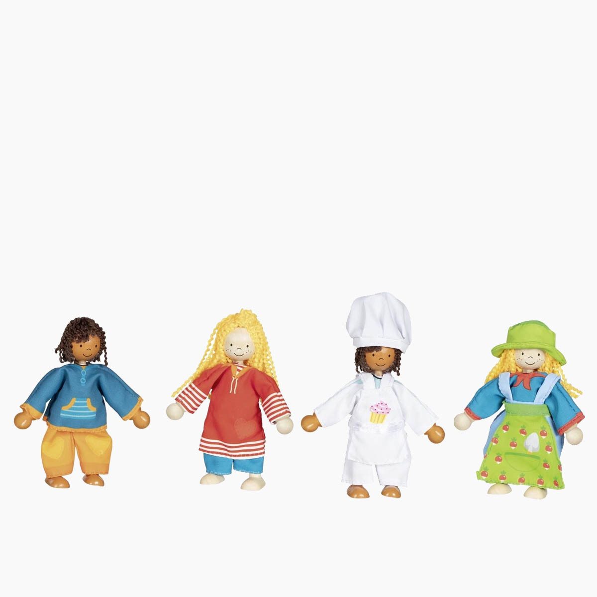 goki Biegepuppe Biegepuppen Fynja & Fabio, Klamottenkiste, 6 Outfits (Packung, 20-tlg., set packung), Kreatives Verkleidungsspiel für Kinder