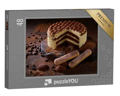 puzzleYOU Puzzle Tiramisu-Torte, 48 Puzzleteile, puzzleYOU-Kollektionen Kuchen, Essen und Trinken