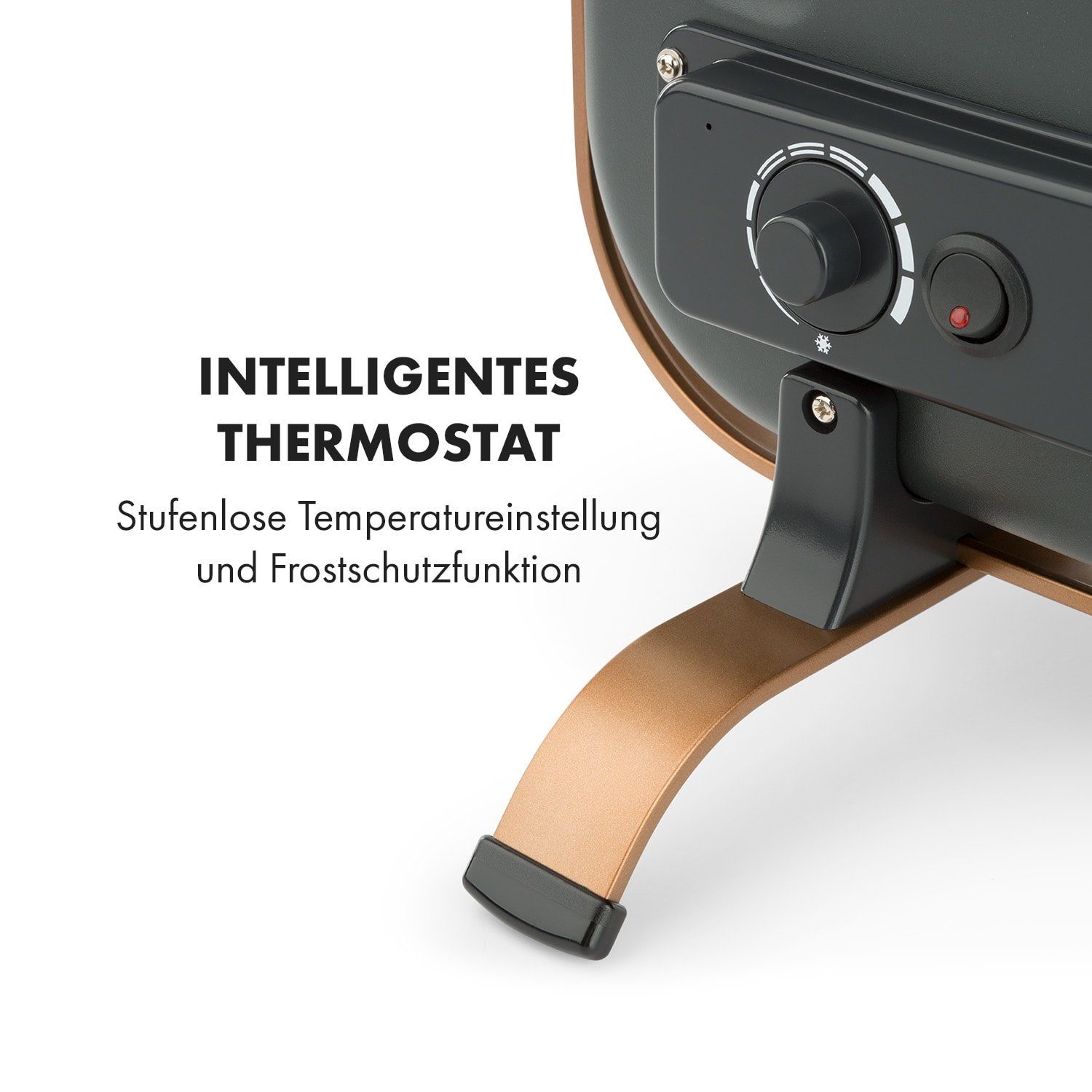 elektrische Standgerät Kupfer HeatPal Marble Klarstein Heizkörper Heizung Thermostat Blackline, mit