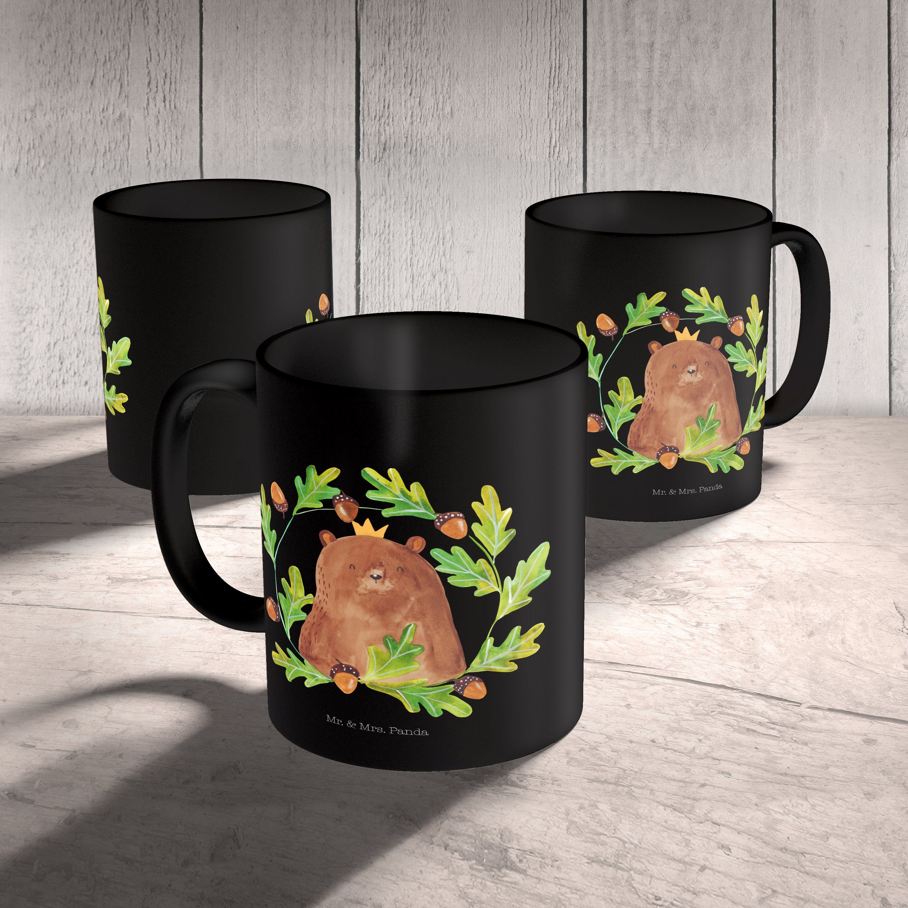 Keramik Kaffeetasse, Teddy, Bär Tasse, Panda Mr. - T, Schwarz & Geschenk - Schwarz Tasse König Geschenk, Mrs.
