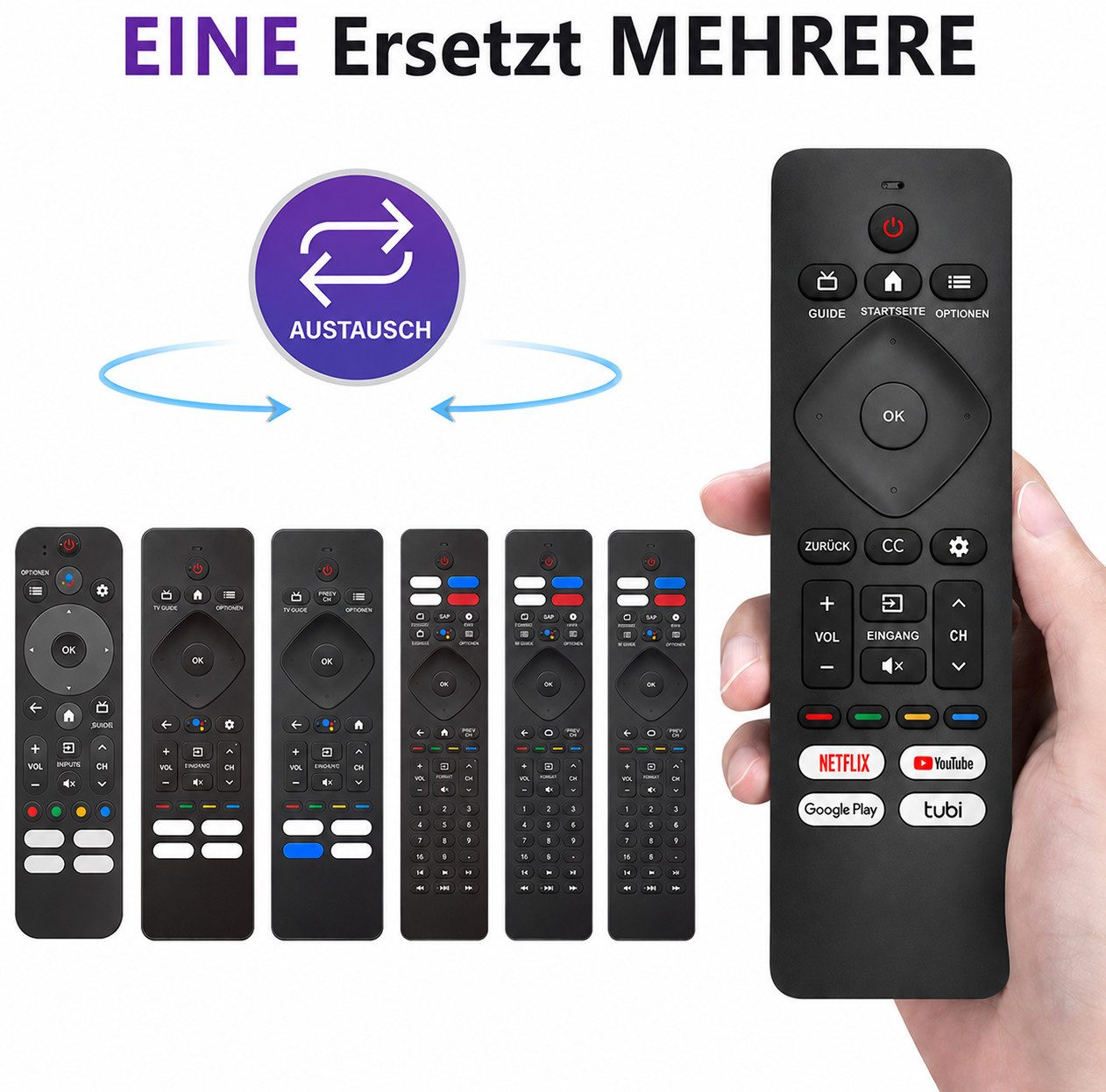 Mycotech Fernbedienung Philips Fernseher Smart TV Fernbedienung