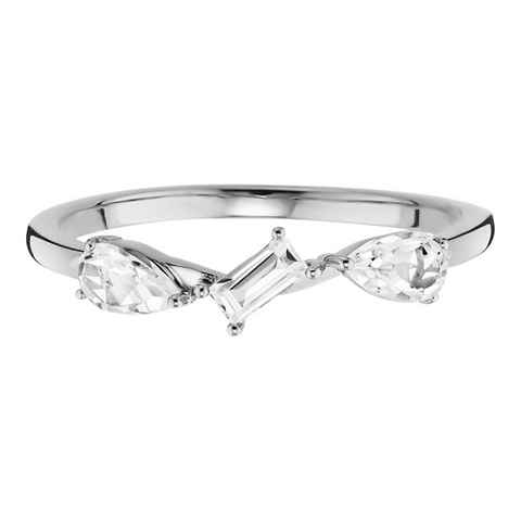 CAÏ Fingerring 925/- Sterling Silber rhodiniert mit Weißtopas