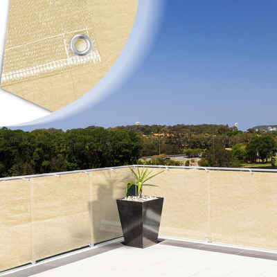 Karat Balkonsichtschutz Balkonsichtschutz creme-beige, Sichtschutz für den Balkon, 90 x 500 cm Robustes und wetterfestes Material