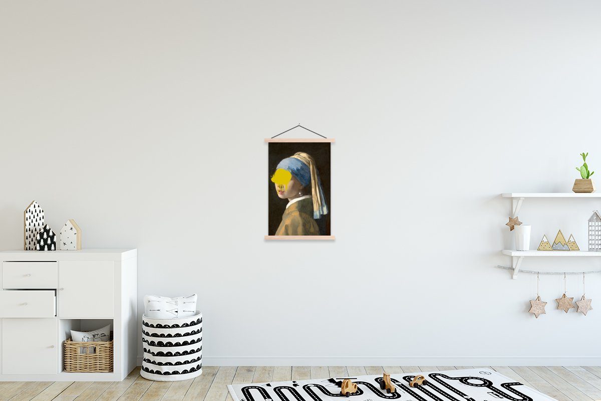 MuchoWow Vermeer Magnetisch (1 Poster St), Textilposter Mädchen Johannes Posterleiste, mit - für - Wohnzimmer, Gemälde, Bilderleiste, Perlenohrring