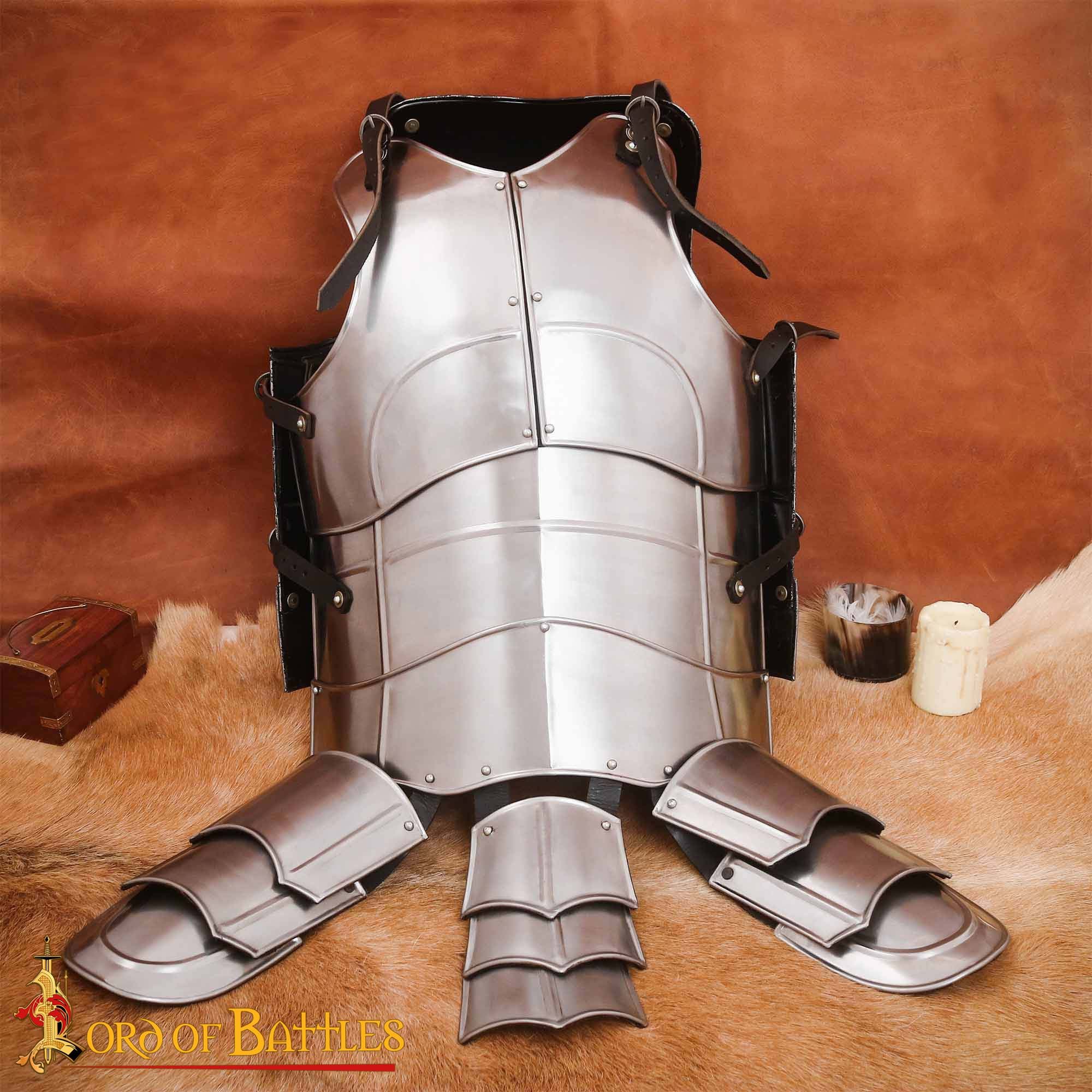 Lord Of Battles Ritter-Kostüm Fantasy Ritter Rüstung Kürass Brustpanzer poliert 20 Gauge M
