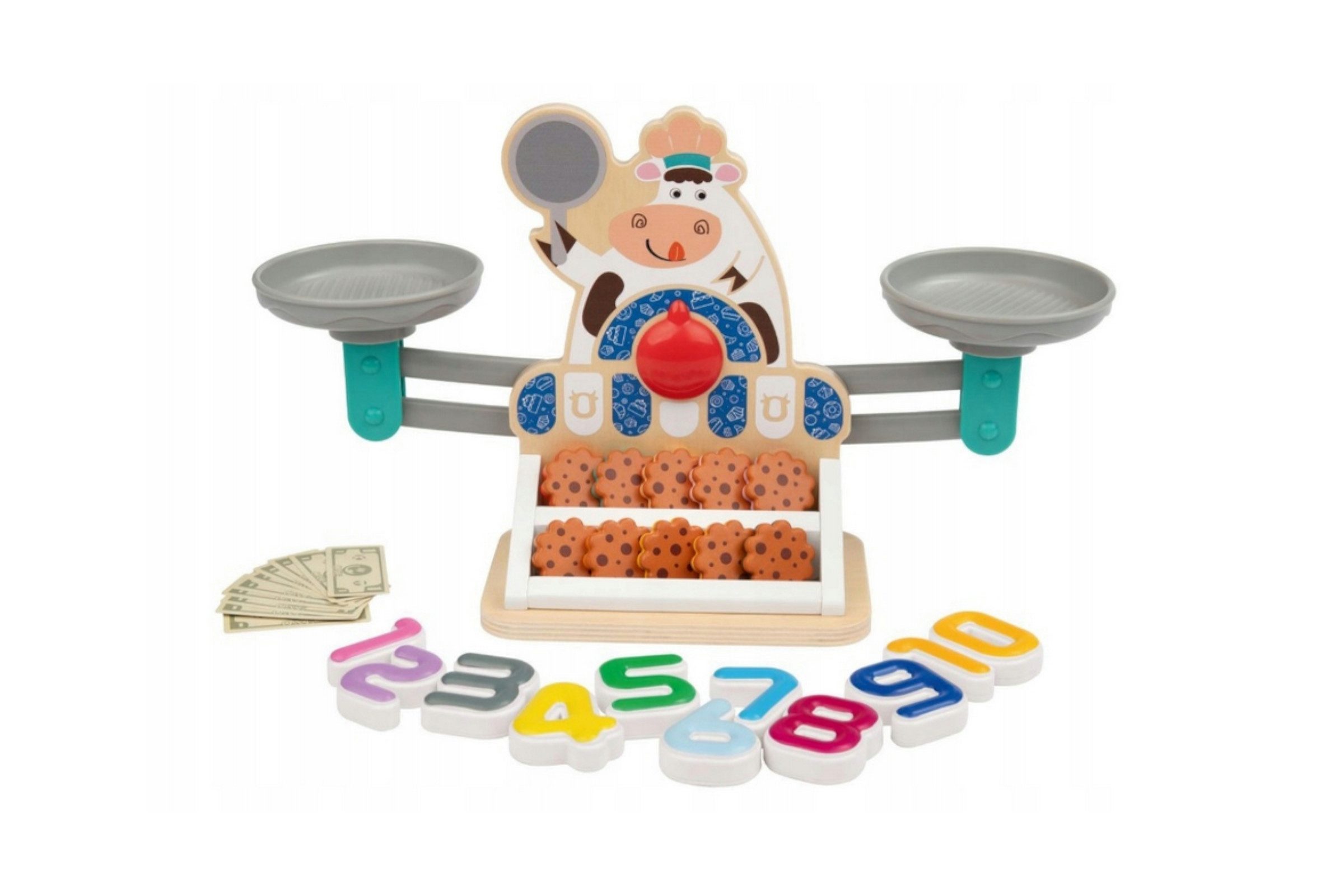 Playtive Kinder-Küchenwaage Holzspielzeuge Konzentration logisches Denken fördern Waage, (31-tlg), Lernspielzeug aus Echtholz für Konzentration, logisches Denken