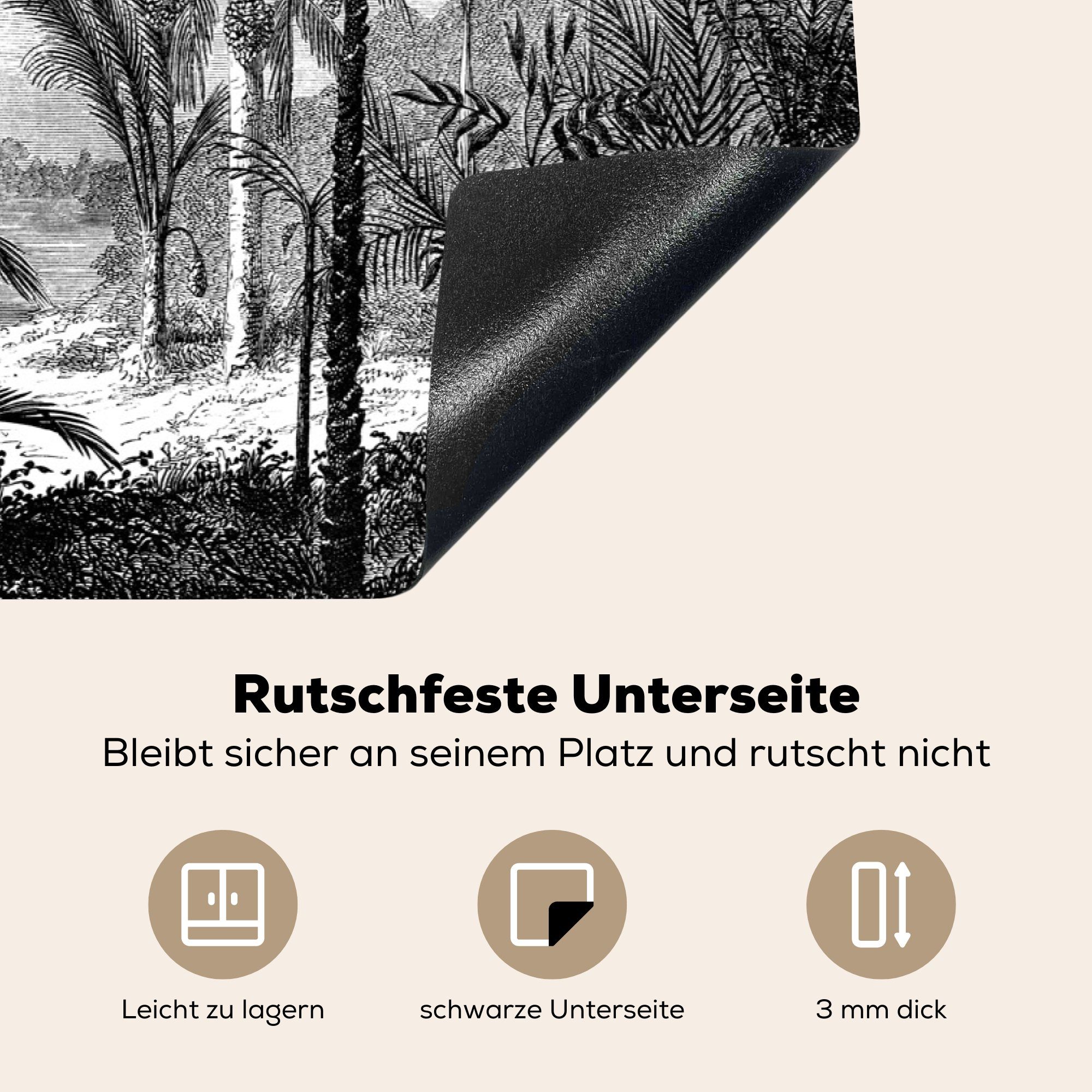 81x52 Botanisch, Herdblende-/Abdeckplatte Natur cm, Bäume Vinyl, - für Design - - Induktionskochfeld Ceranfeldabdeckung - tlg), Schutz MuchoWow küche, die Pflanzen (1