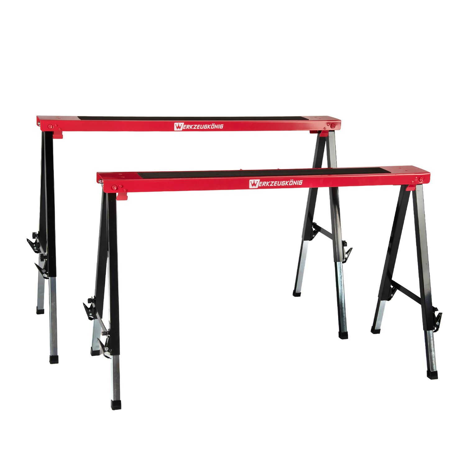 Werkzeugkönig Klappbock Arbeitsbock Gerüstbock, 250 kg max. Belastbarkeit, (2-St), platzsparend zusammenlegbar - höhenverstellbar in 12 Stufen