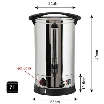 Melko Heißgetränke- und Glühweinautomat Glühweinkocher Einkochautomat Glühwein 7 L Thermostat Tee Analog Topf, 1500 W, Schaltet sich bei Überhitzung automatisch ab